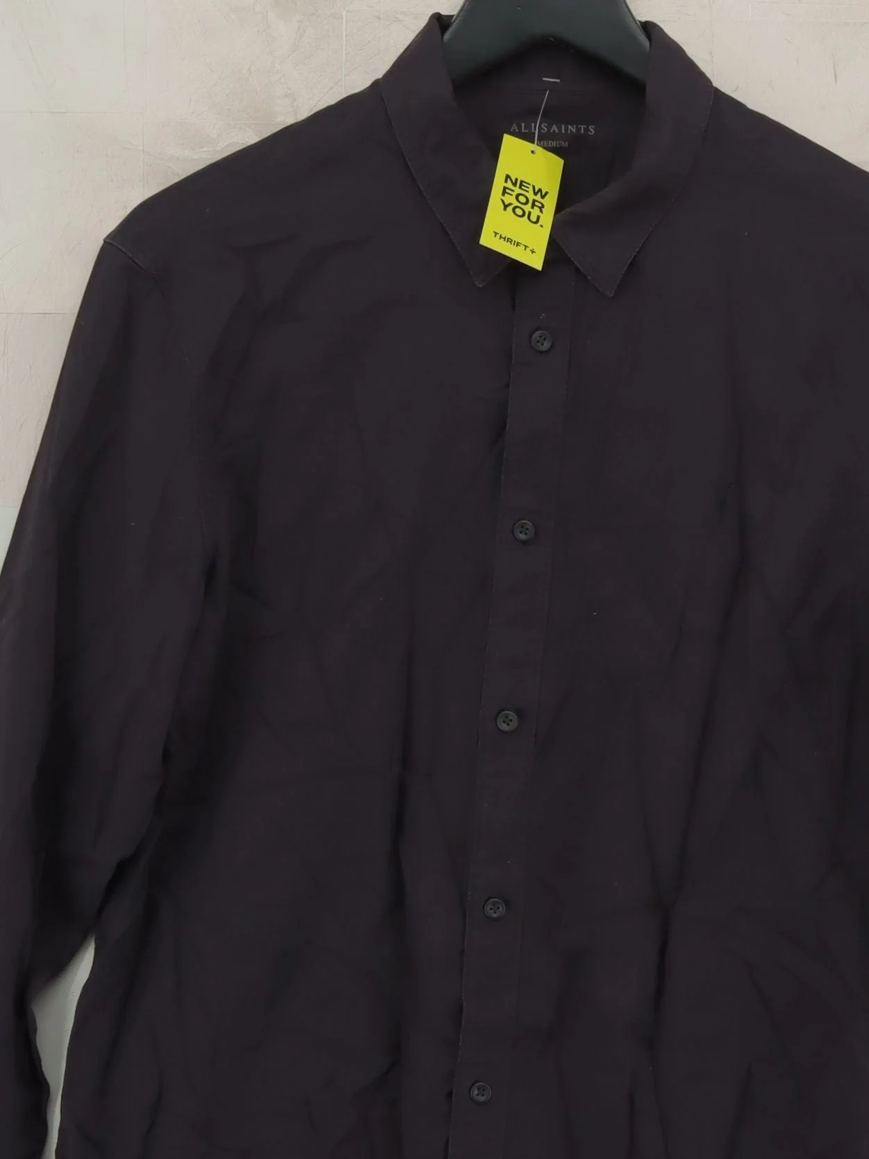 AllSaints Men's Shirt M Grey 100% Cotton Basic - Image 3