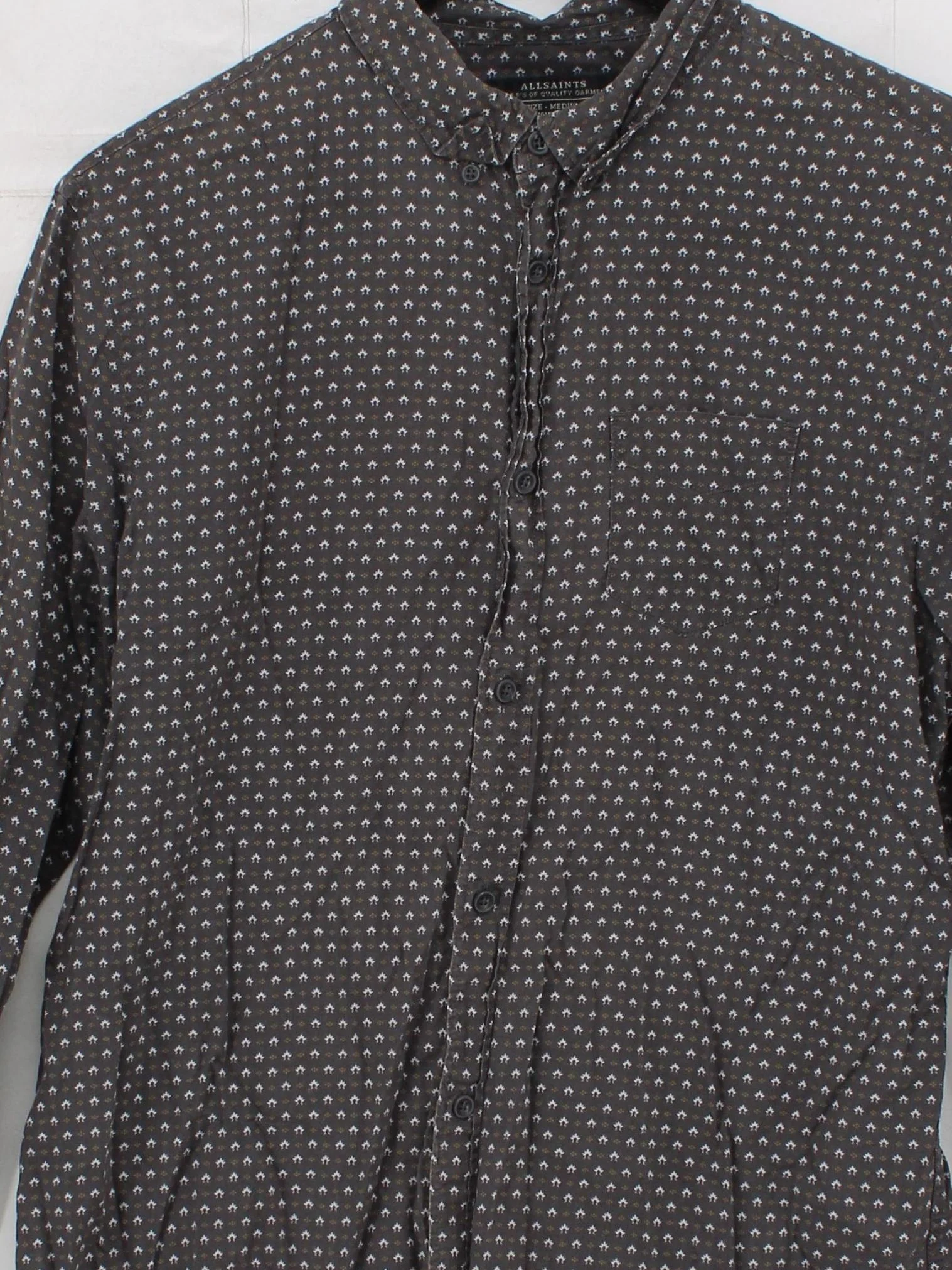 AllSaints Men's Shirt M Grey 100% Cotton Basic - Image 3