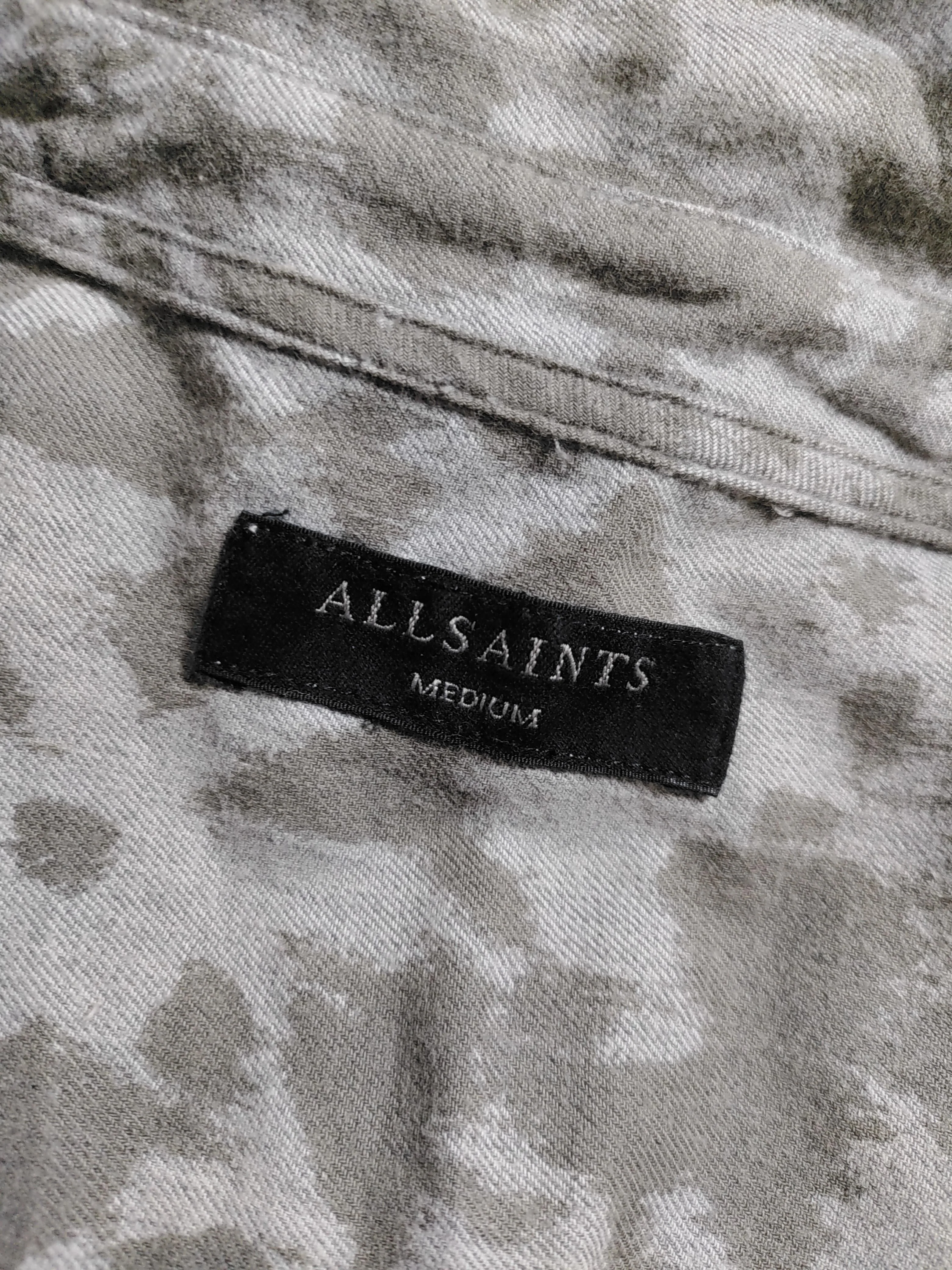 AllSaints Men's Shirt M Grey Camo 100% Cotton Basic - Image 5