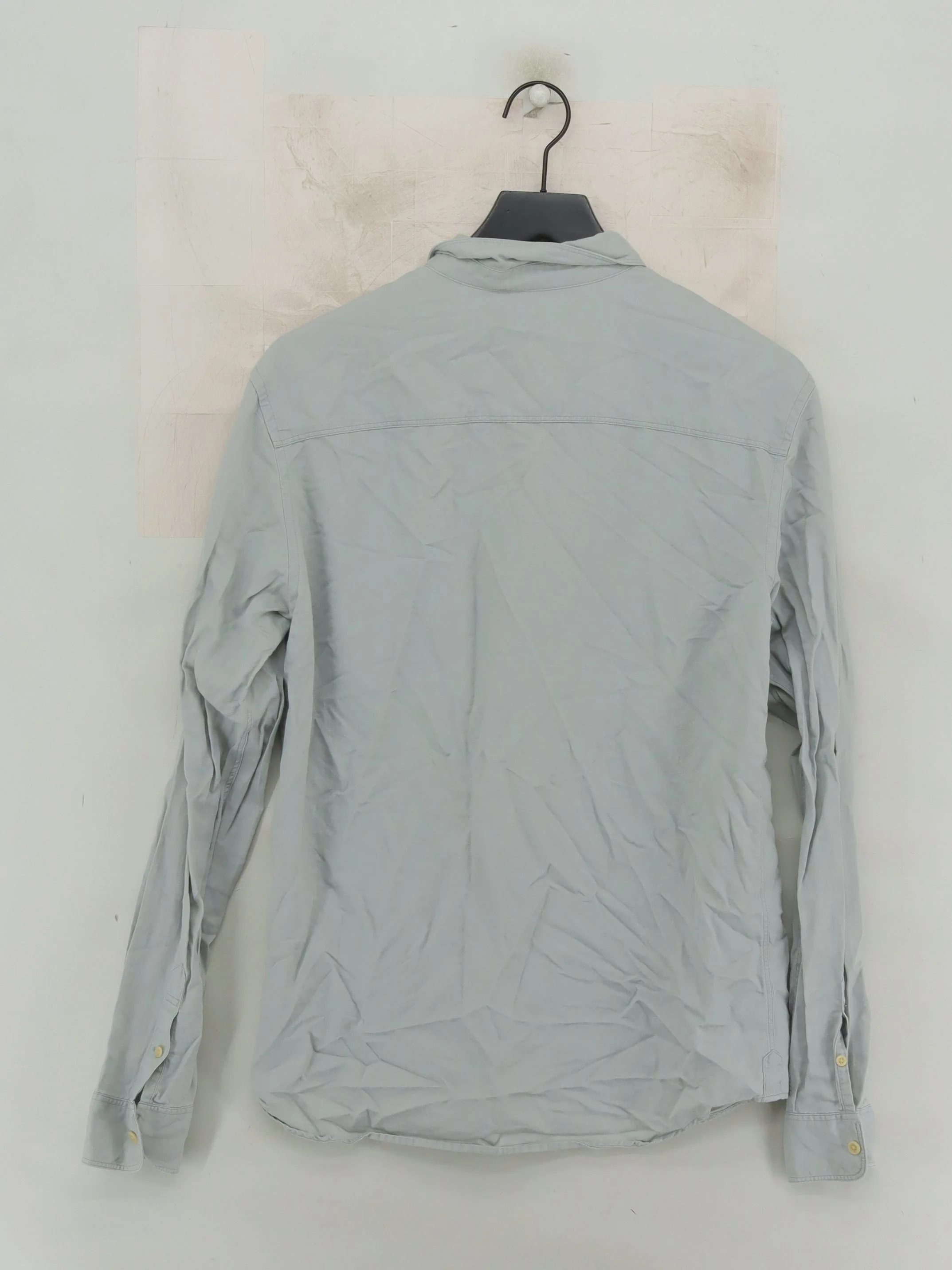 AllSaints Men's Shirt M Grey Cotton with Linen Basic - Image 2