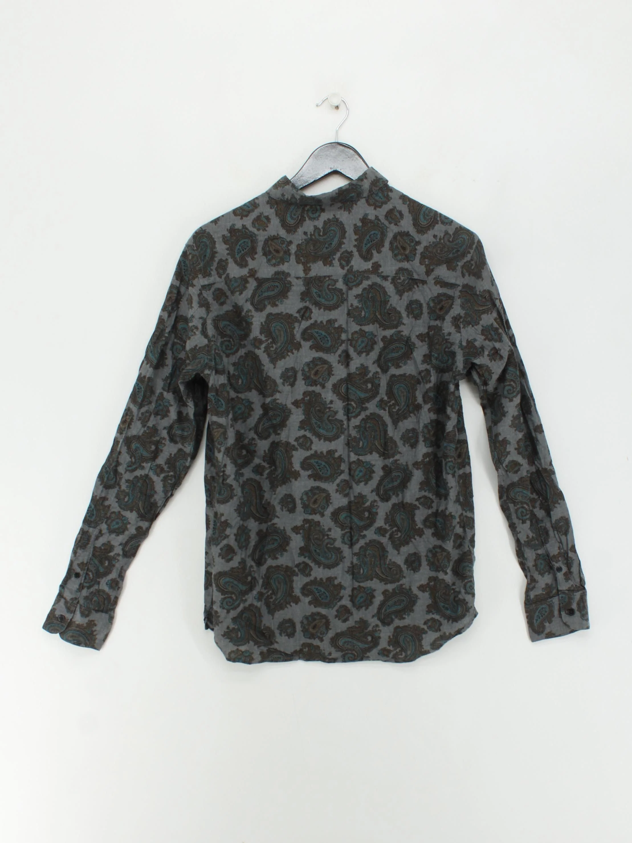 AllSaints Men's Shirt M Grey Paisley Cotton with Lyocell Modal Basic - Image 2