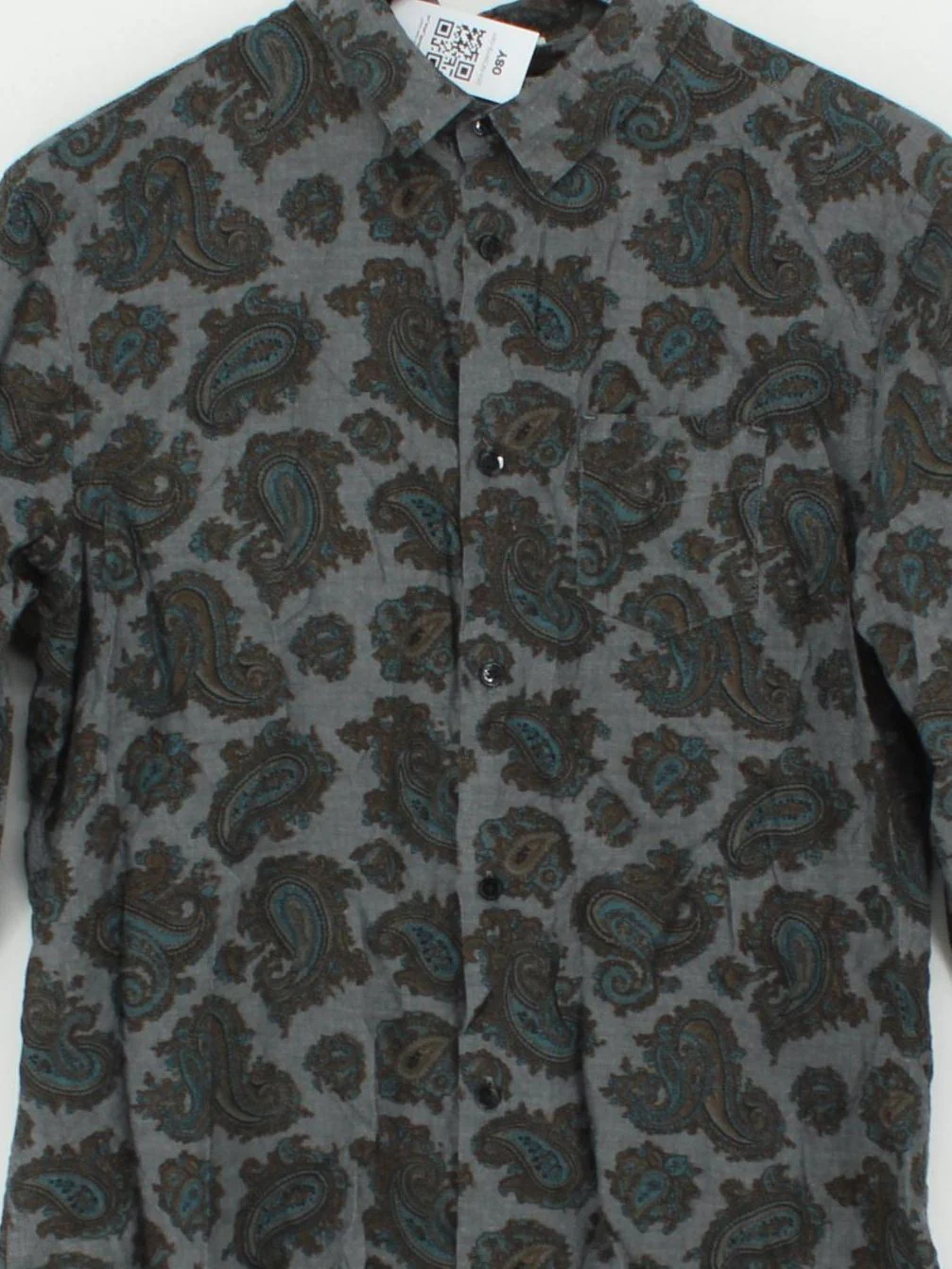 AllSaints Men's Shirt M Grey Paisley Cotton with Lyocell Modal Basic - Image 3