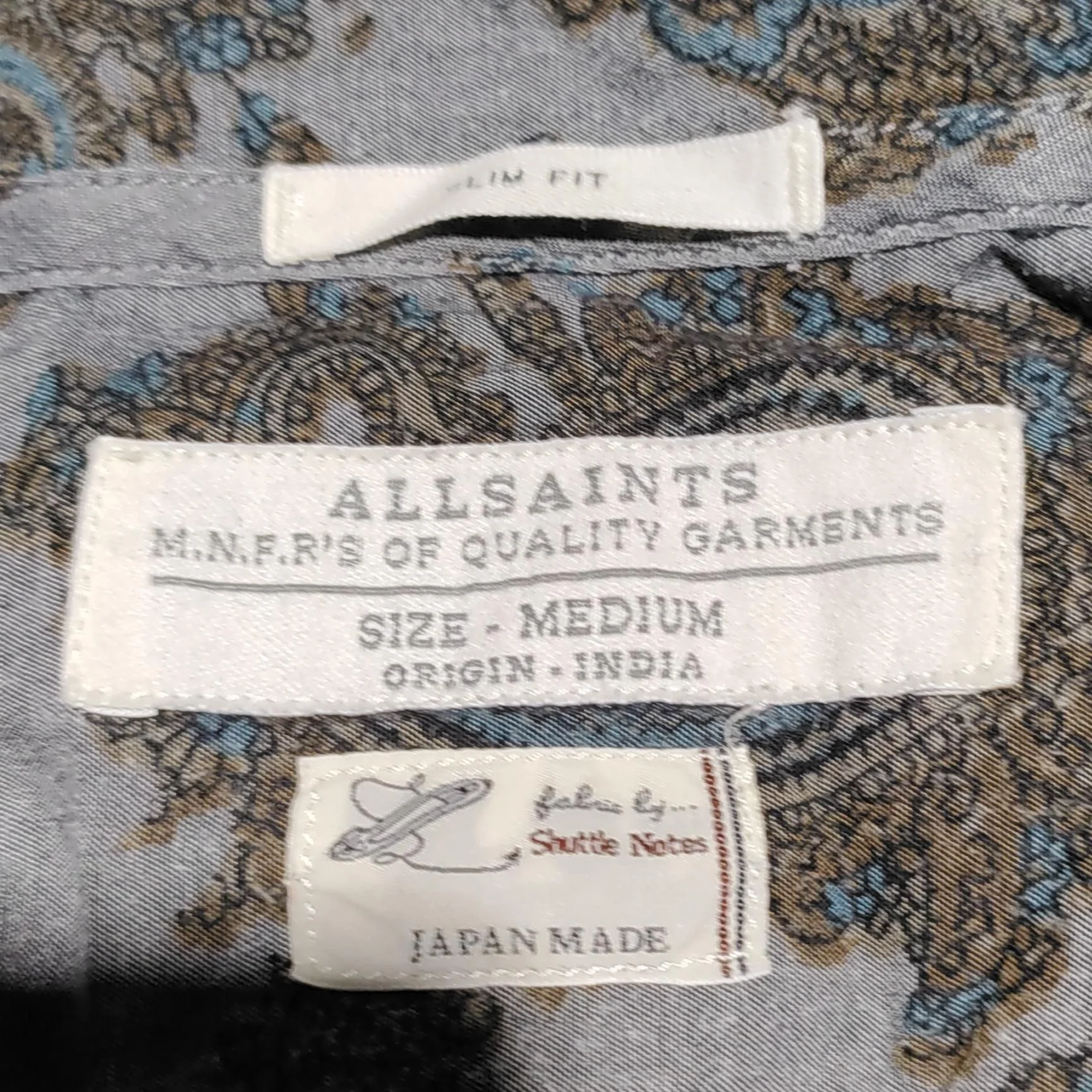 AllSaints Men's Shirt M Grey Paisley Cotton with Lyocell Modal Basic - Image 5