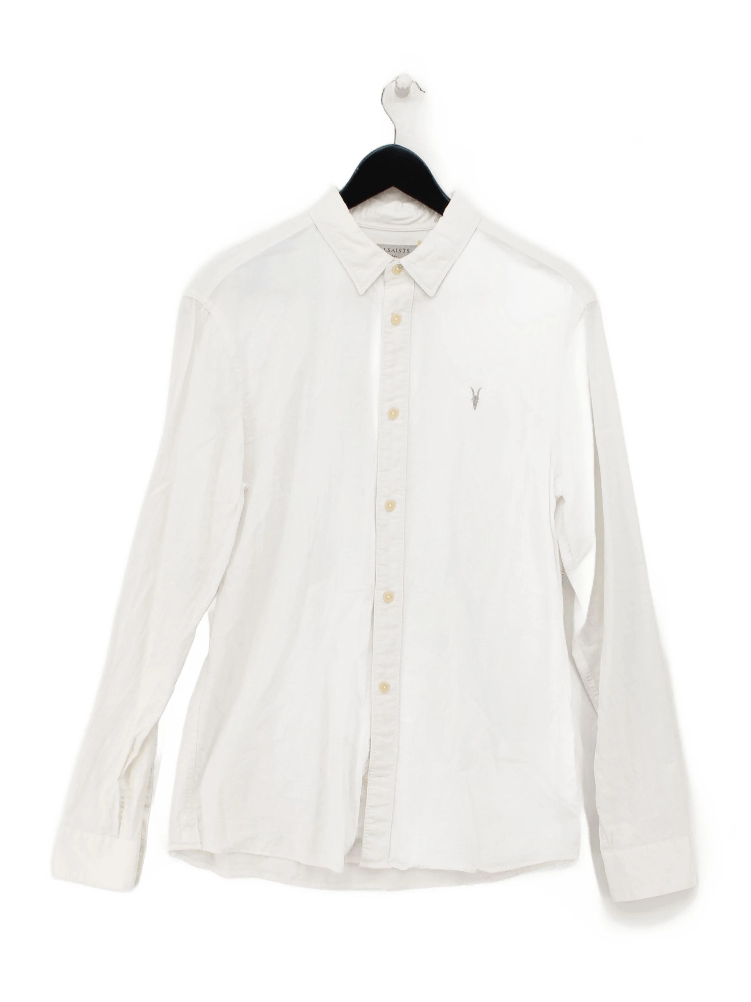 AllSaints Men's Shirt S White 100% Cotton Basic