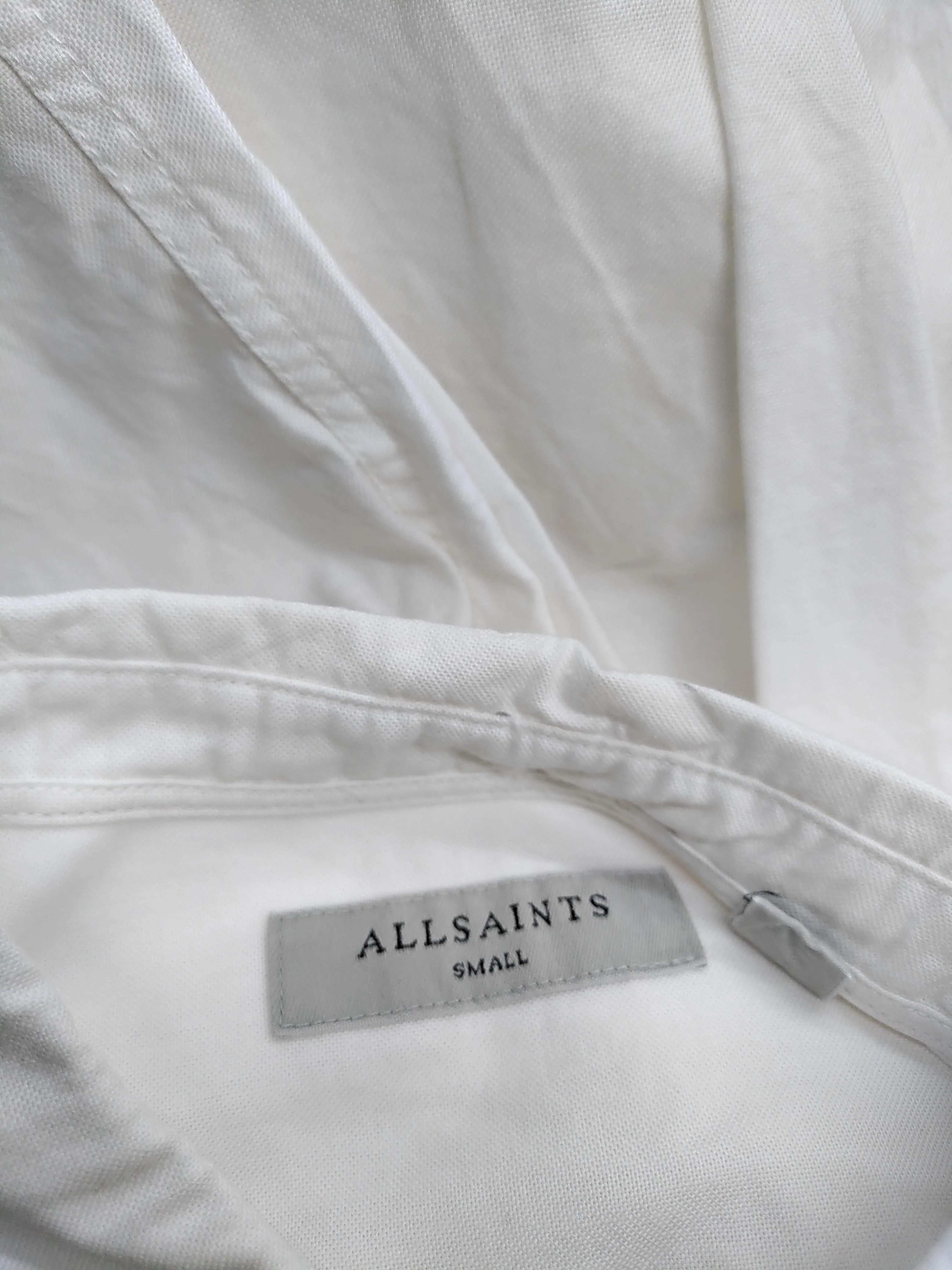 AllSaints Men's Shirt S White 100% Cotton Basic - Image 5