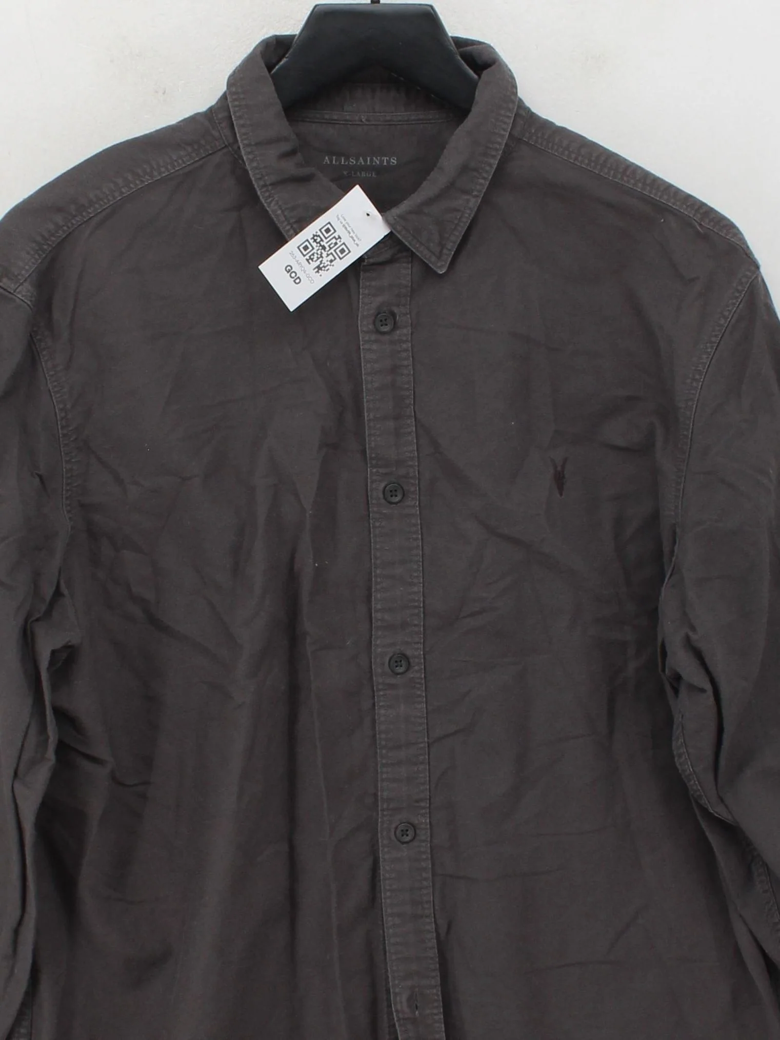AllSaints Men's Shirt XL Grey 100% Cotton Basic - Image 3