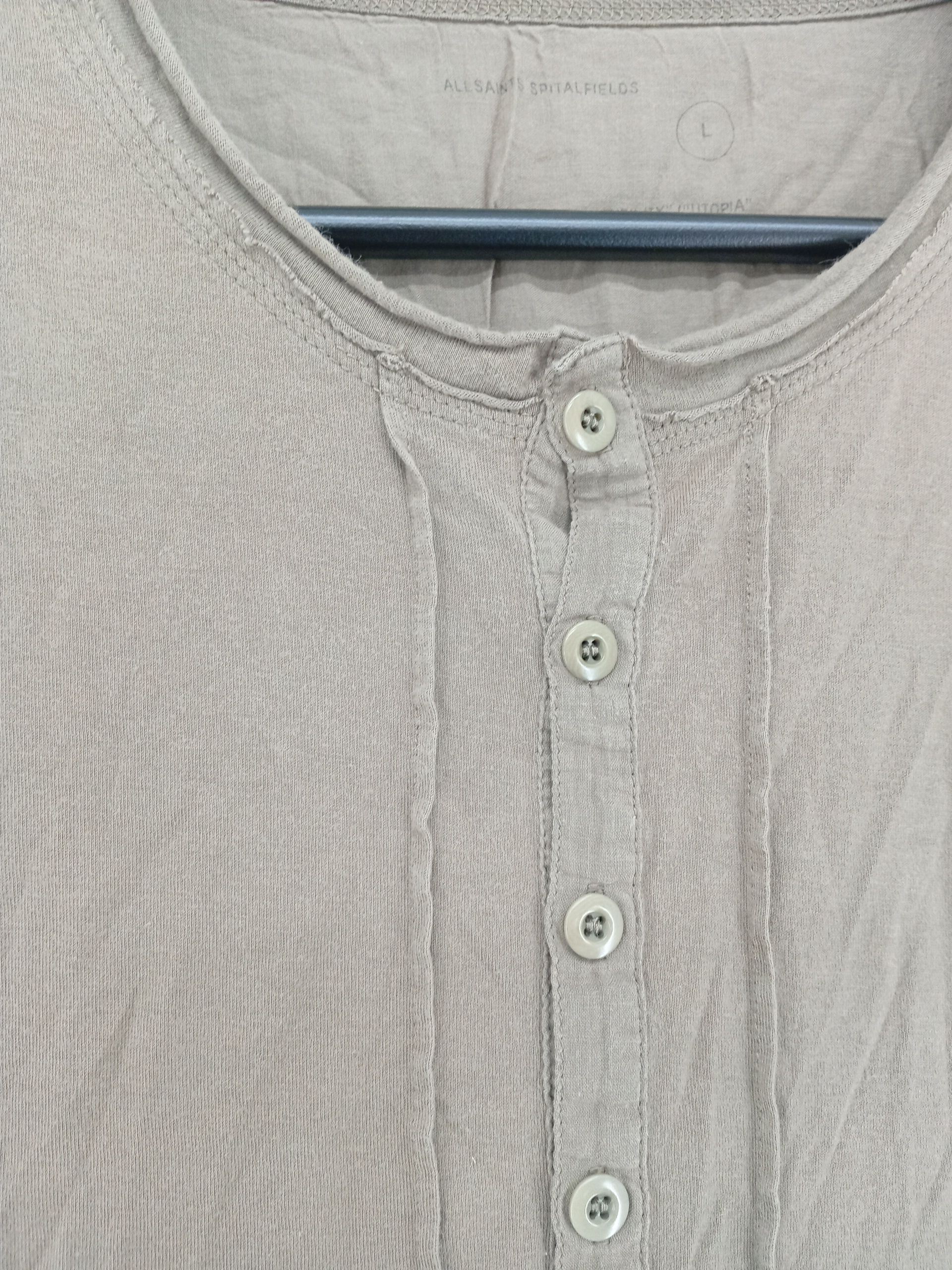 AllSaints Men's T-Shirt L Brown 100% Cotton Basic - Image 5