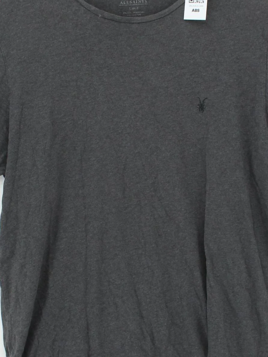 AllSaints Men's T-Shirt L Grey 100% Cotton Basic - Image 3