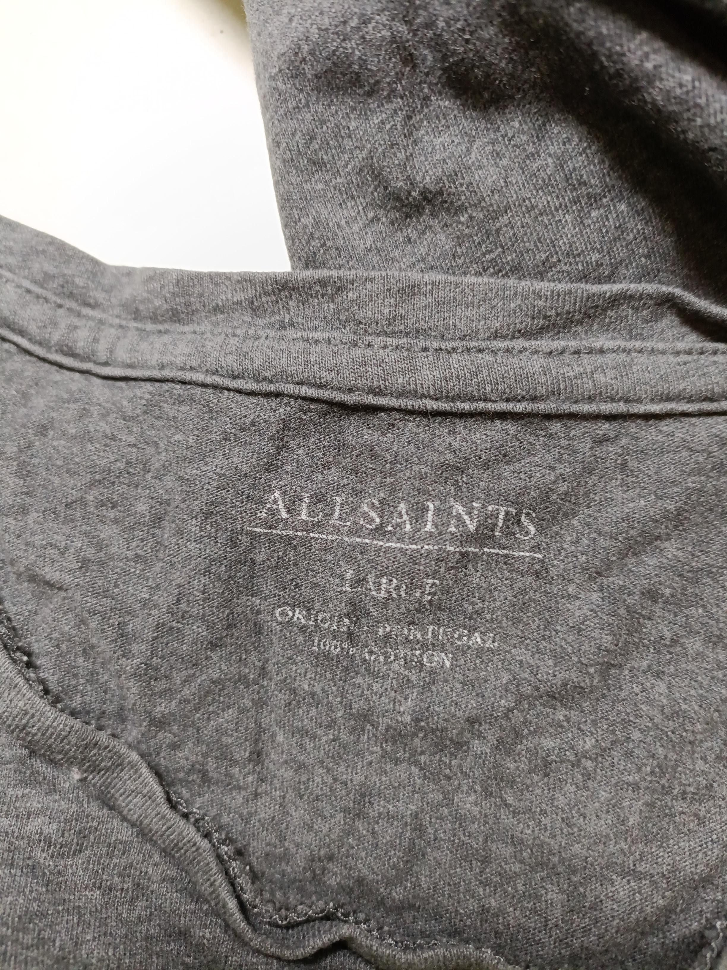 AllSaints Men's T-Shirt L Grey 100% Cotton Basic - Image 5
