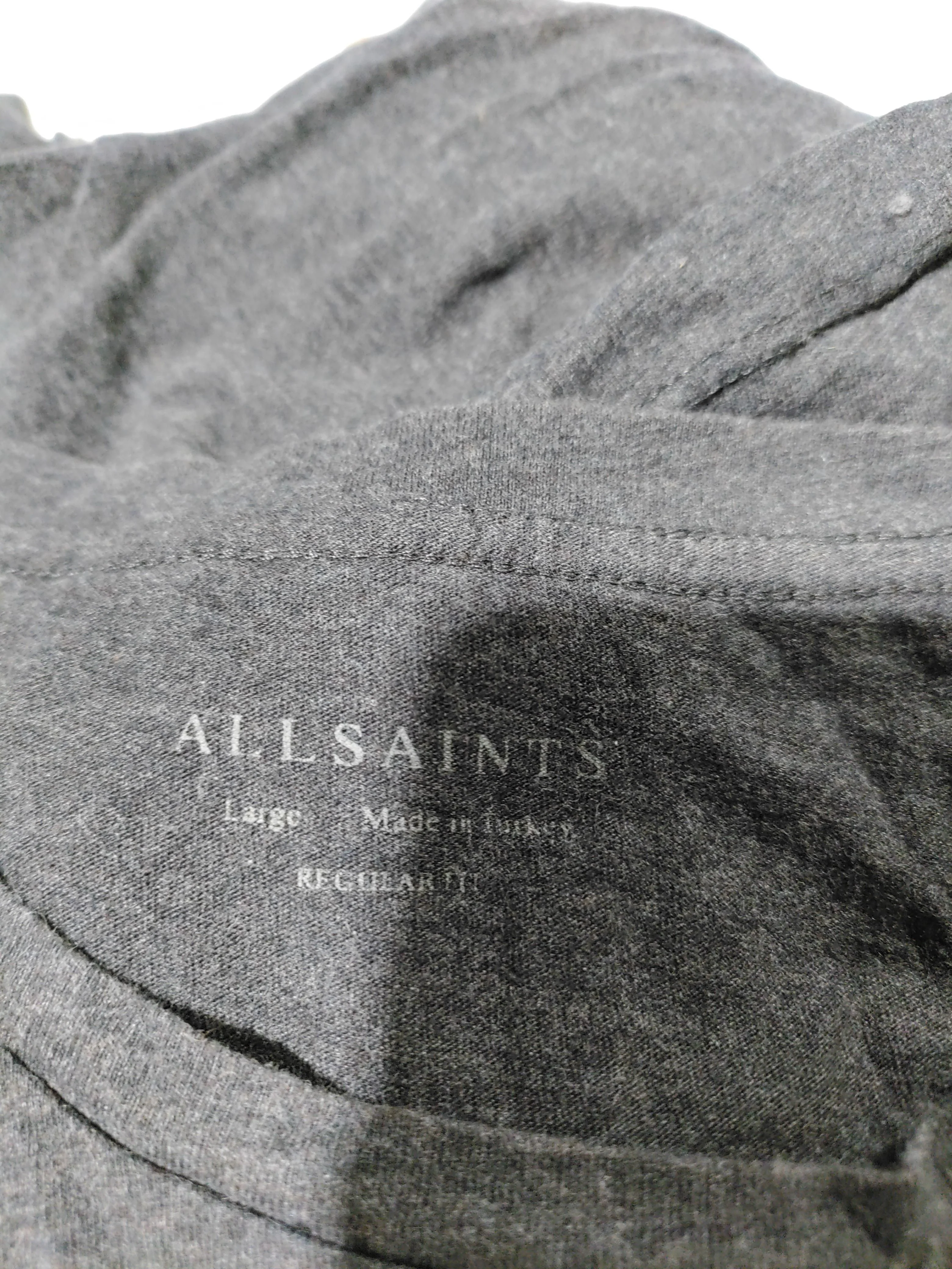 AllSaints Men's T-Shirt L Grey 100% Cotton Basic - Image 5