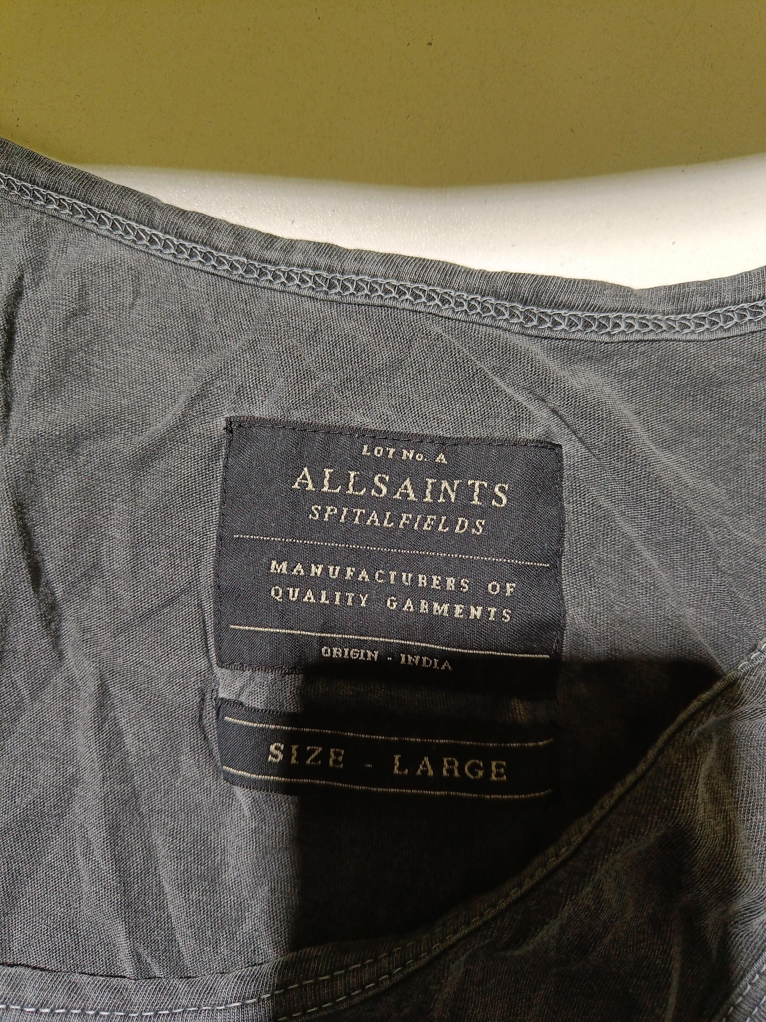 AllSaints Men's T-Shirt L Grey 100% Cotton Sleeveless Round Neck Basic - Image 5