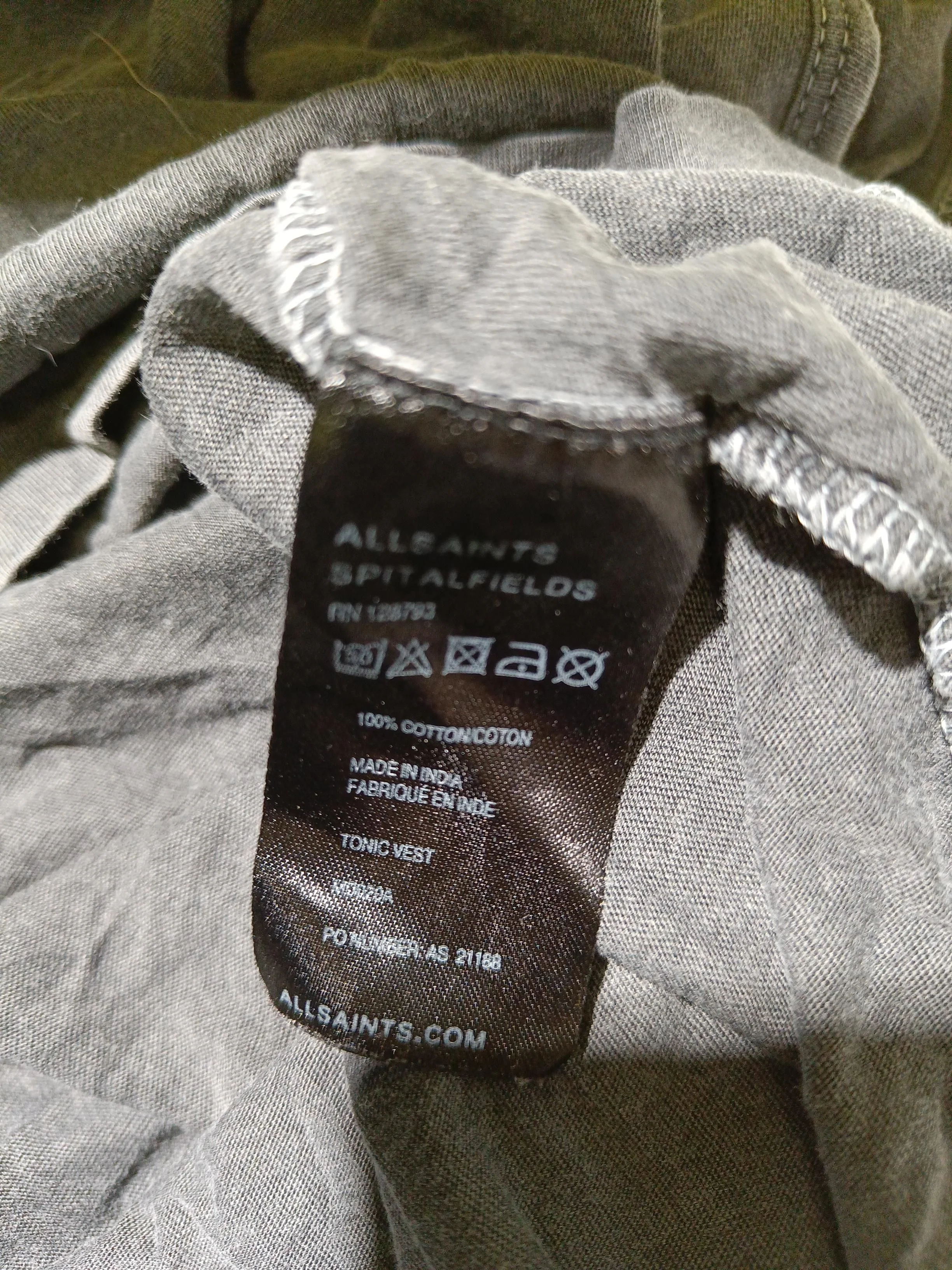 AllSaints Men's T-Shirt L Grey 100% Cotton Sleeveless Round Neck Basic - Image 6