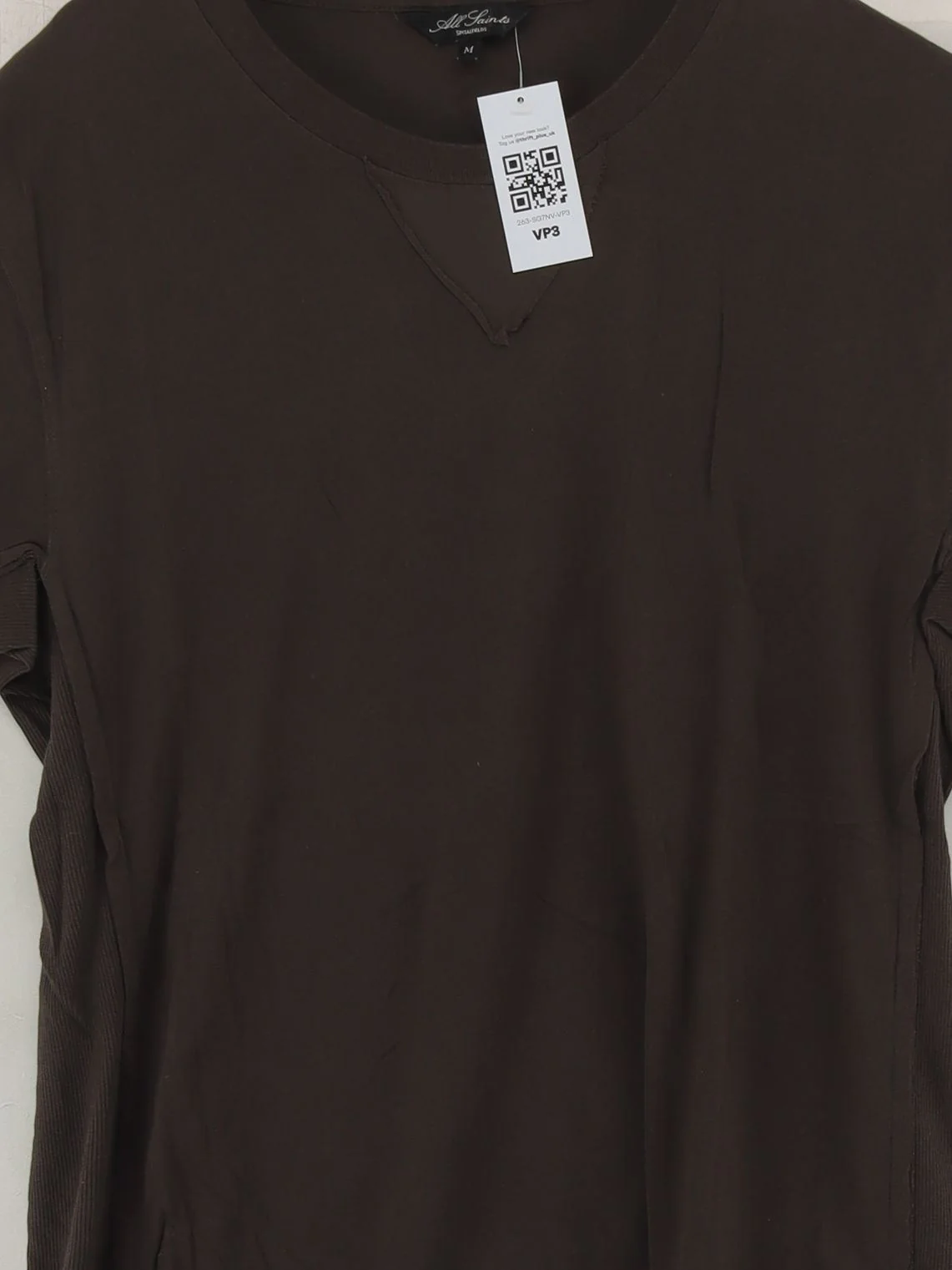 AllSaints Men's T-Shirt M Brown 100% Cotton Basic - Image 3
