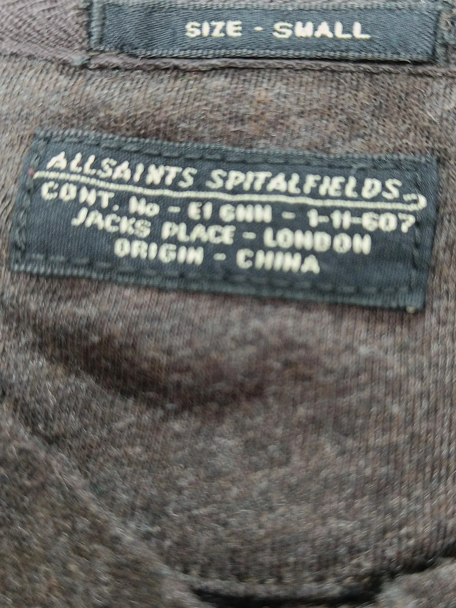 AllSaints Men's T-Shirt S Brown 100% Cotton Basic - Image 5