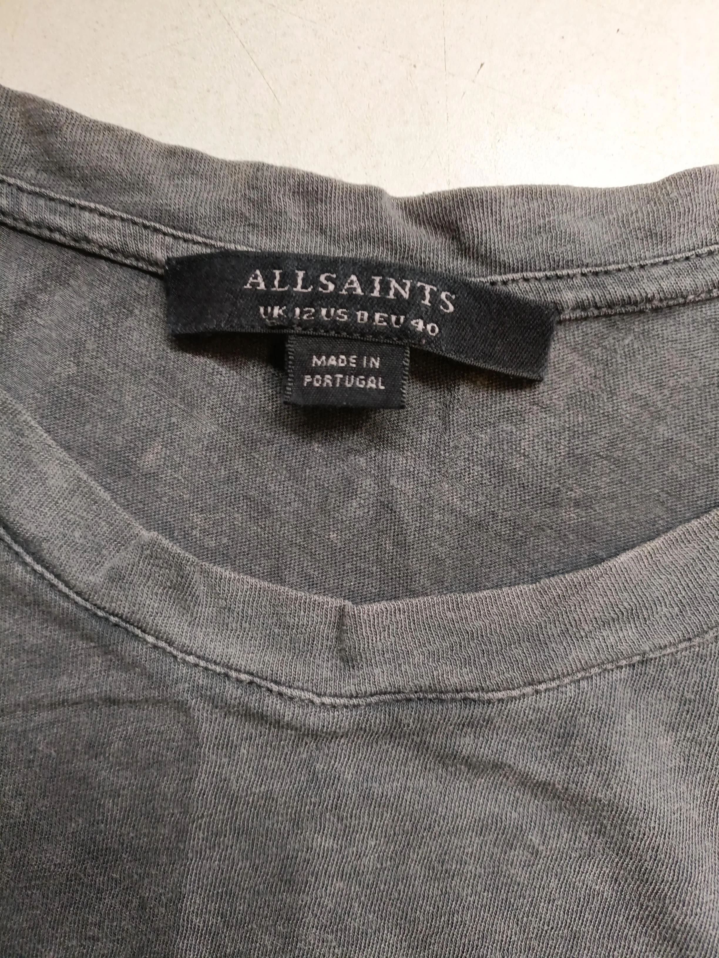 AllSaints Men's T-Shirt S Grey 100% Cotton Basic - Image 5