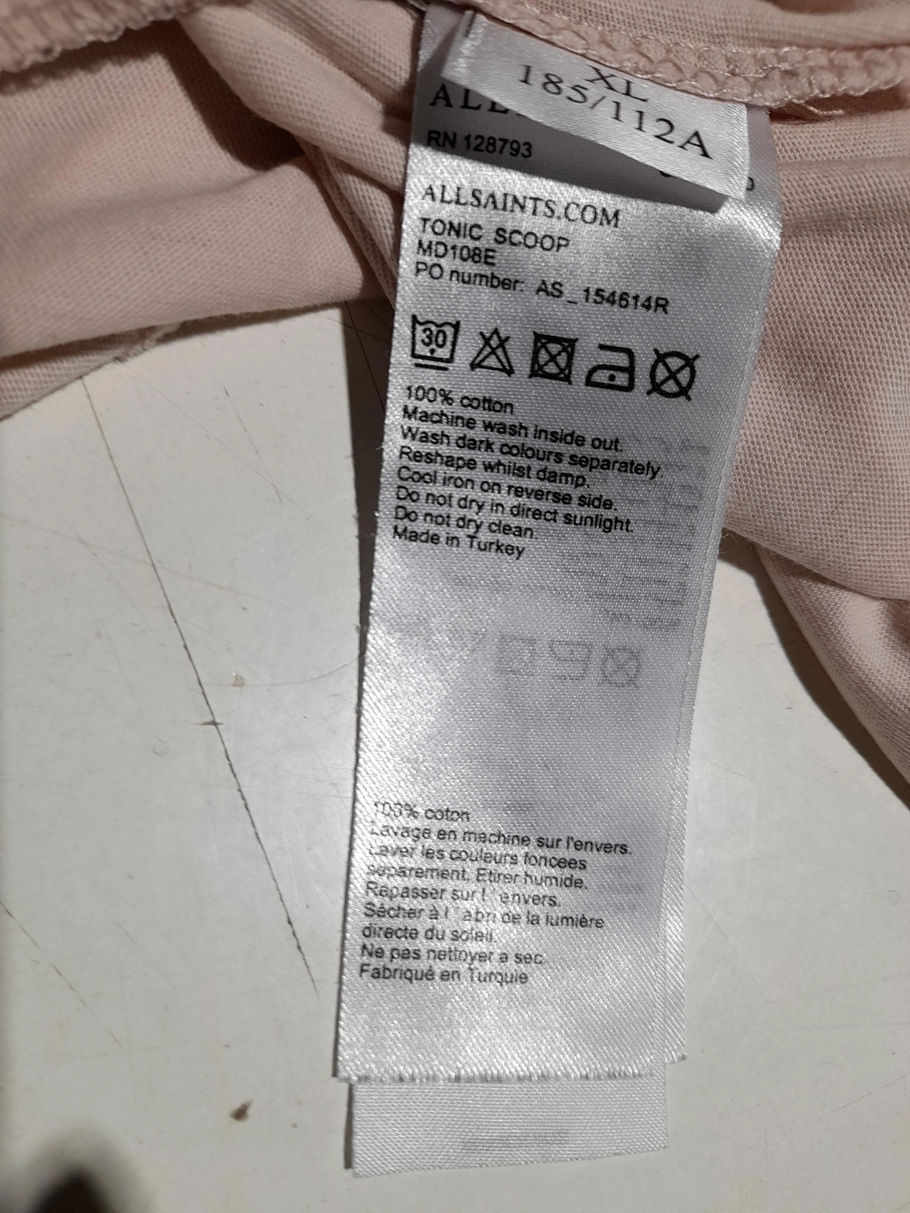 AllSaints Men's T-Shirt XL Pink 100% Cotton Basic - Image 7