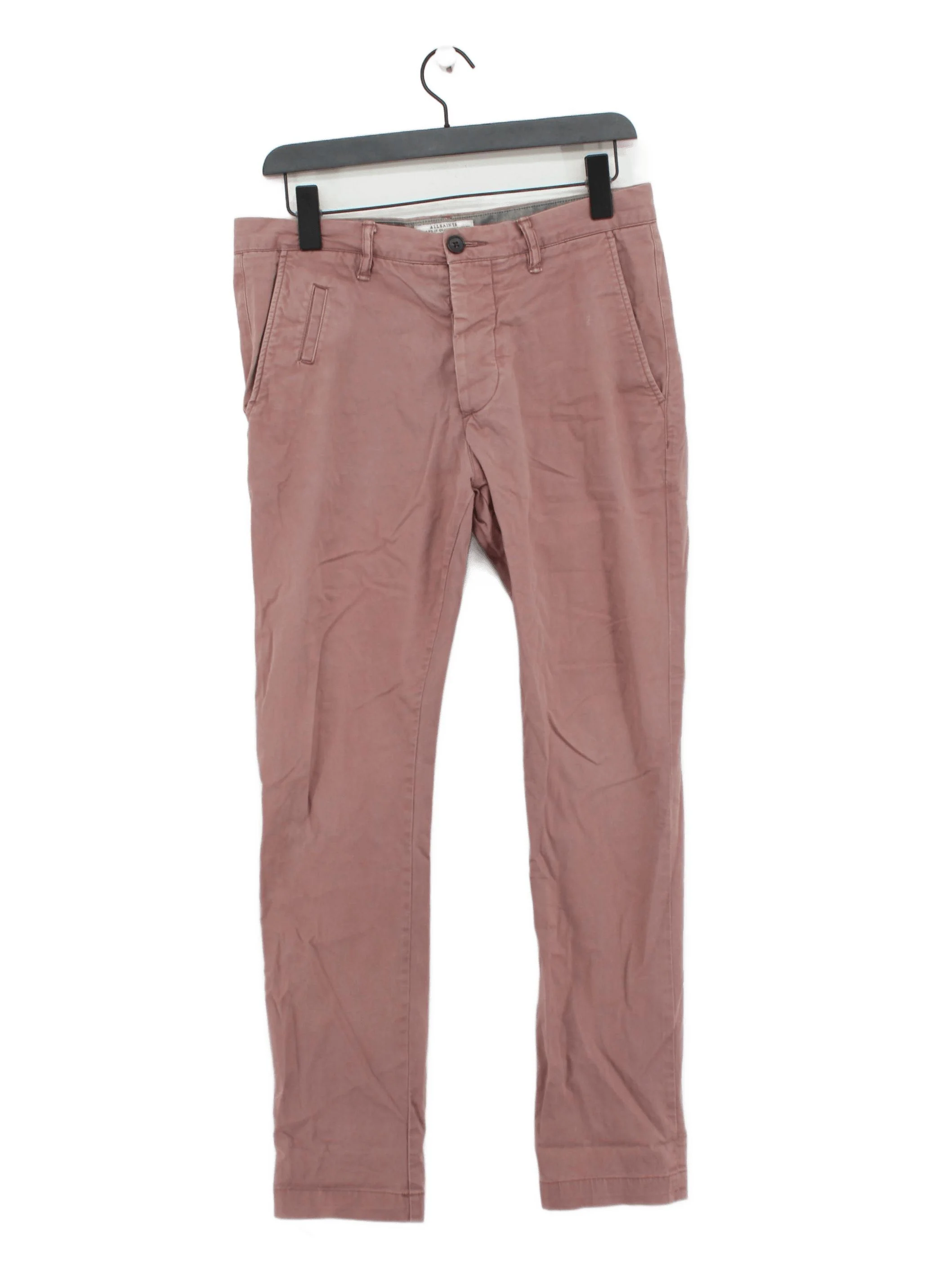 AllSaints Men's Trousers W 30 in Red Cotton with Elastane Straight Chino