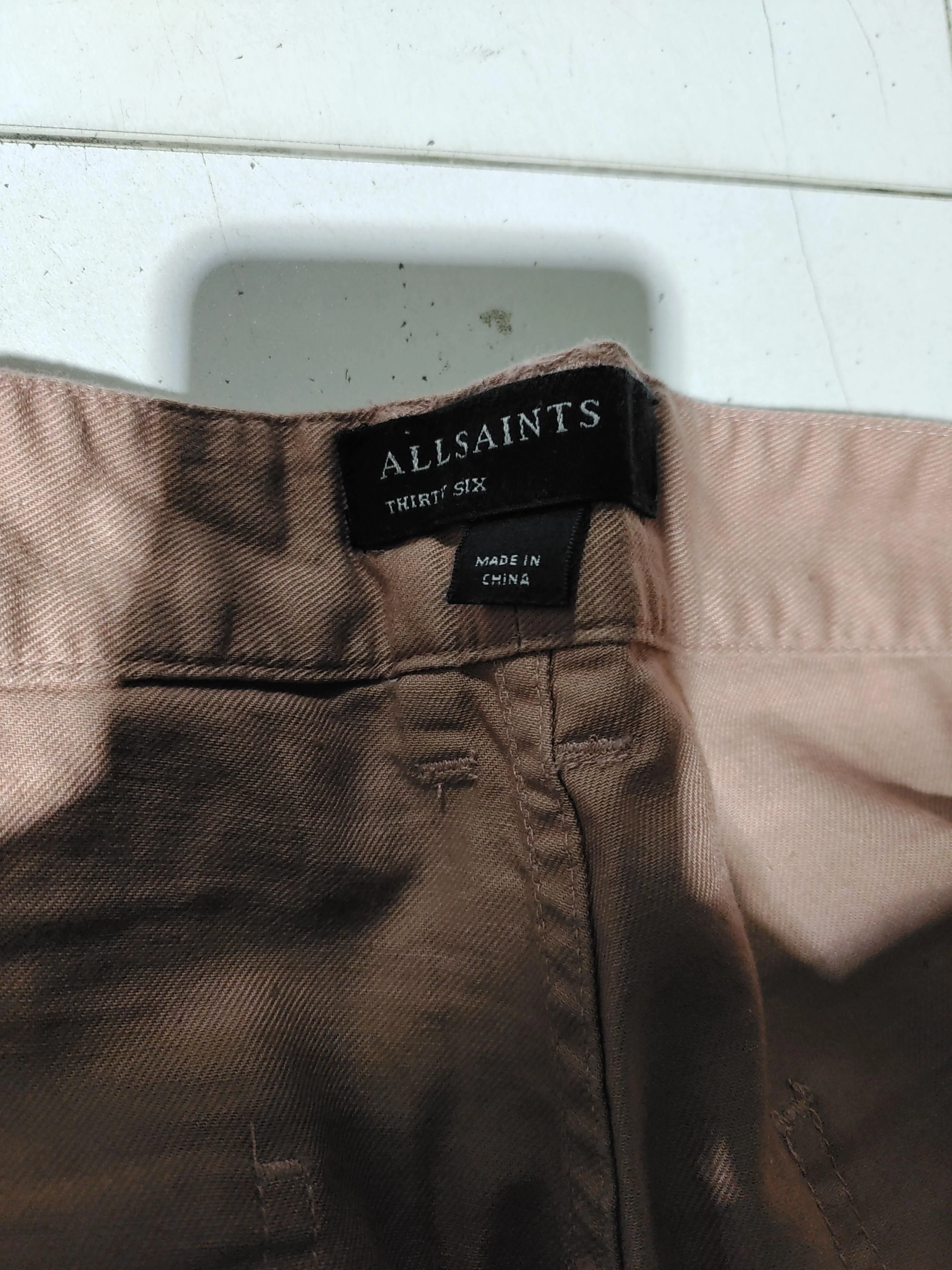 AllSaints Men's Trousers W 36 in Tan Cotton with Linen Tapered Chino - Image 5