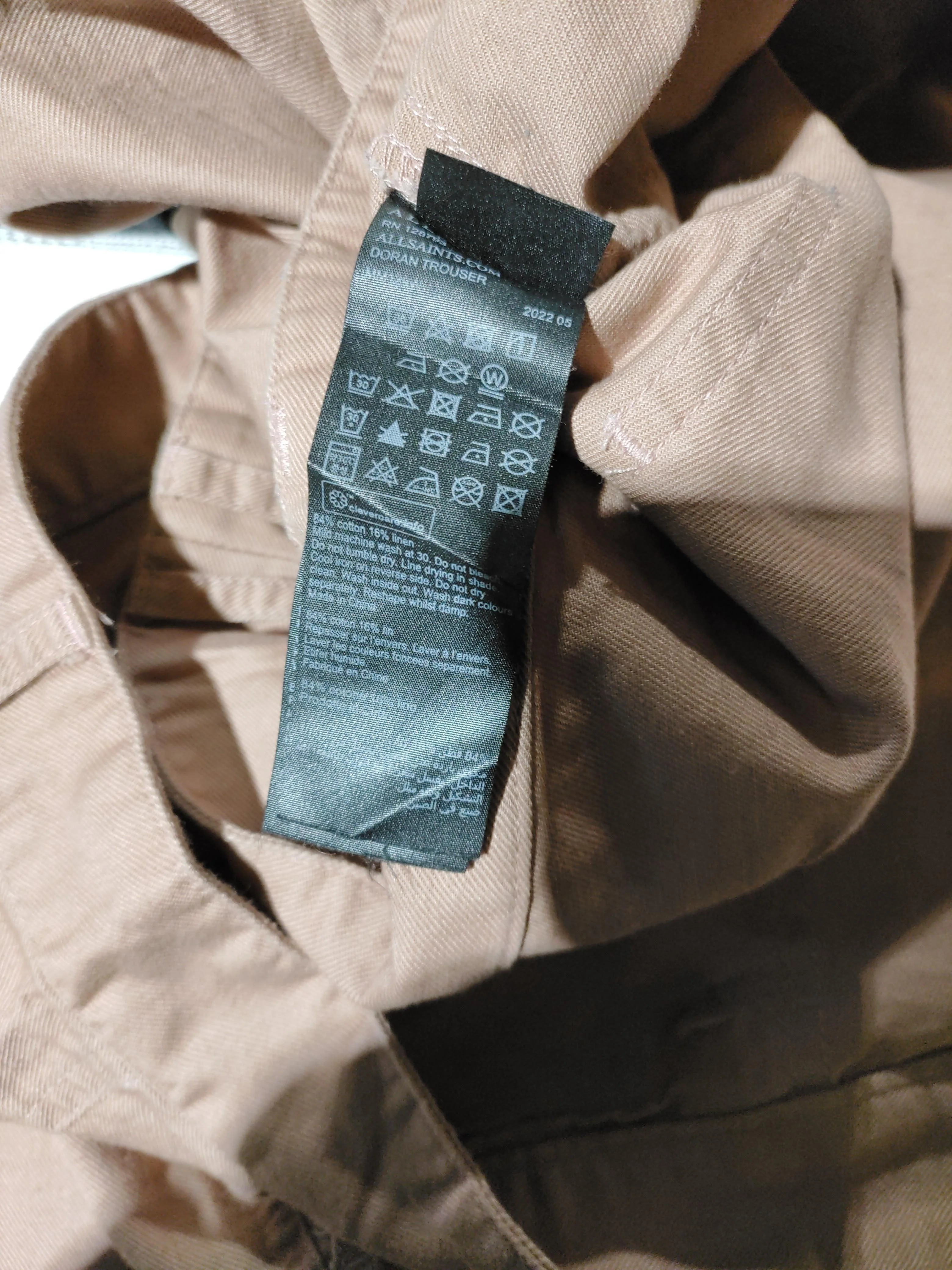 AllSaints Men's Trousers W 36 in Tan Cotton with Linen Tapered Chino - Image 6