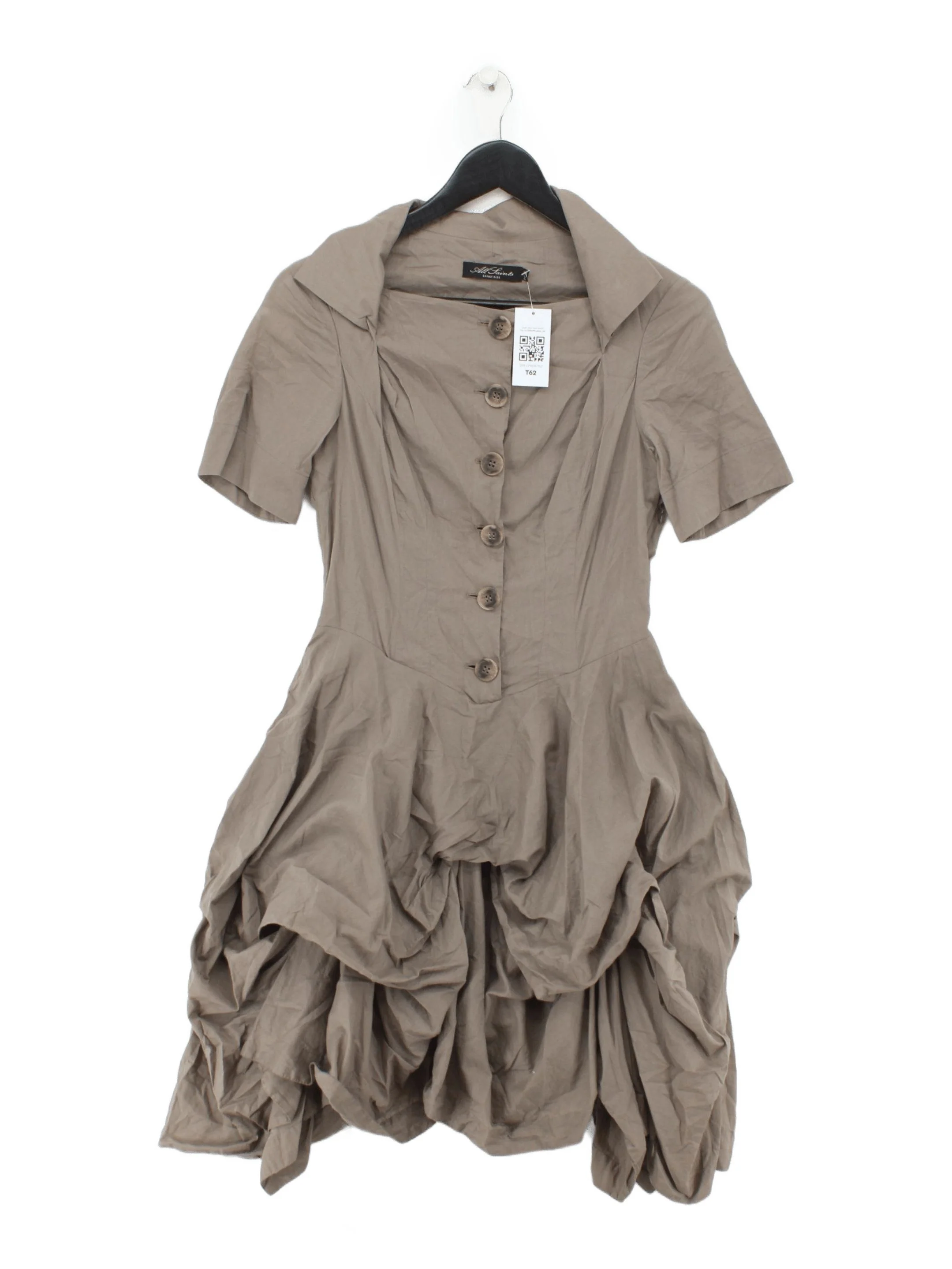 AllSaints Shirt Mini Dress UK10 in Tan