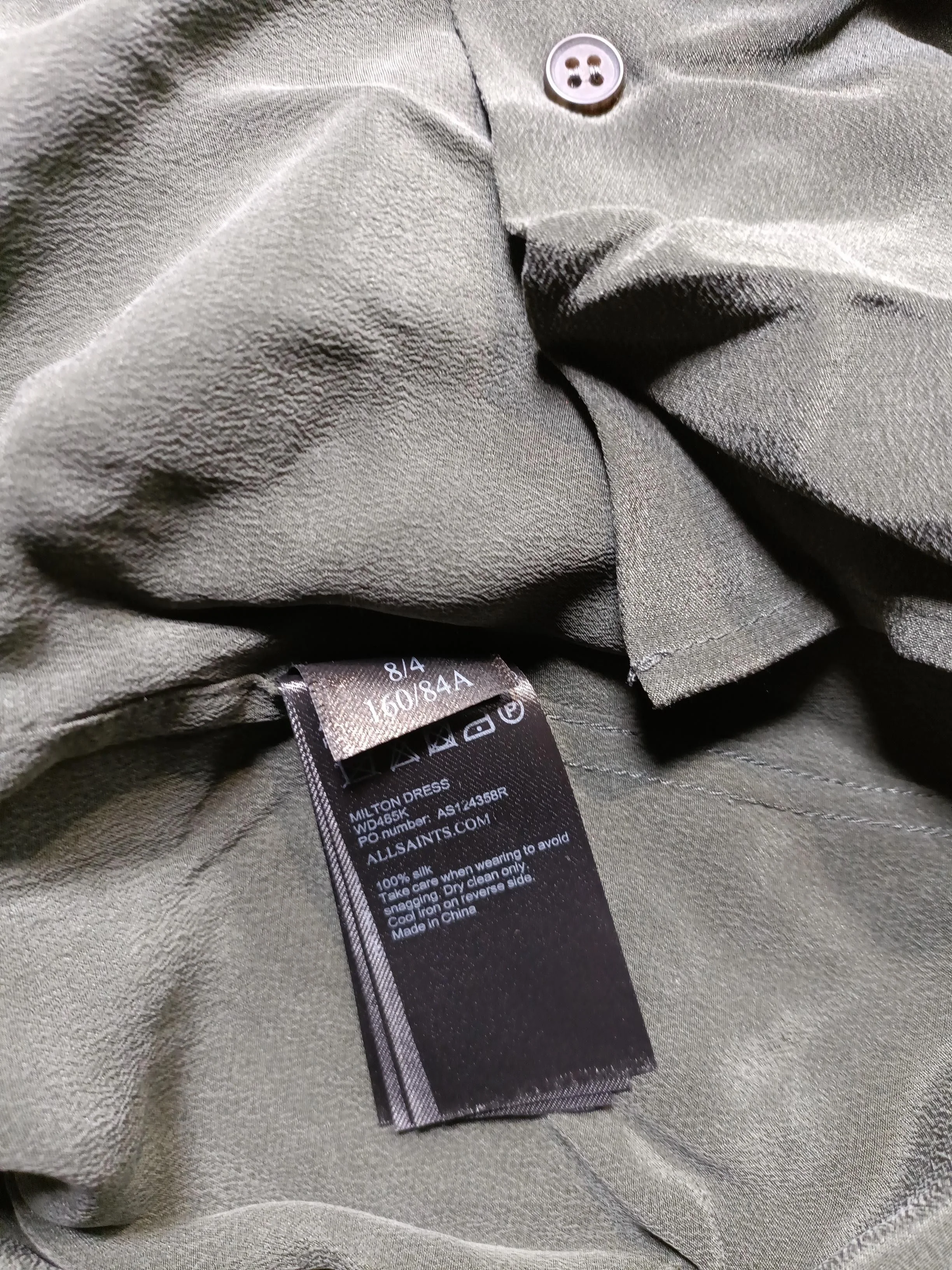AllSaints Shirt Mini Dress UK8 in Green - Image 6