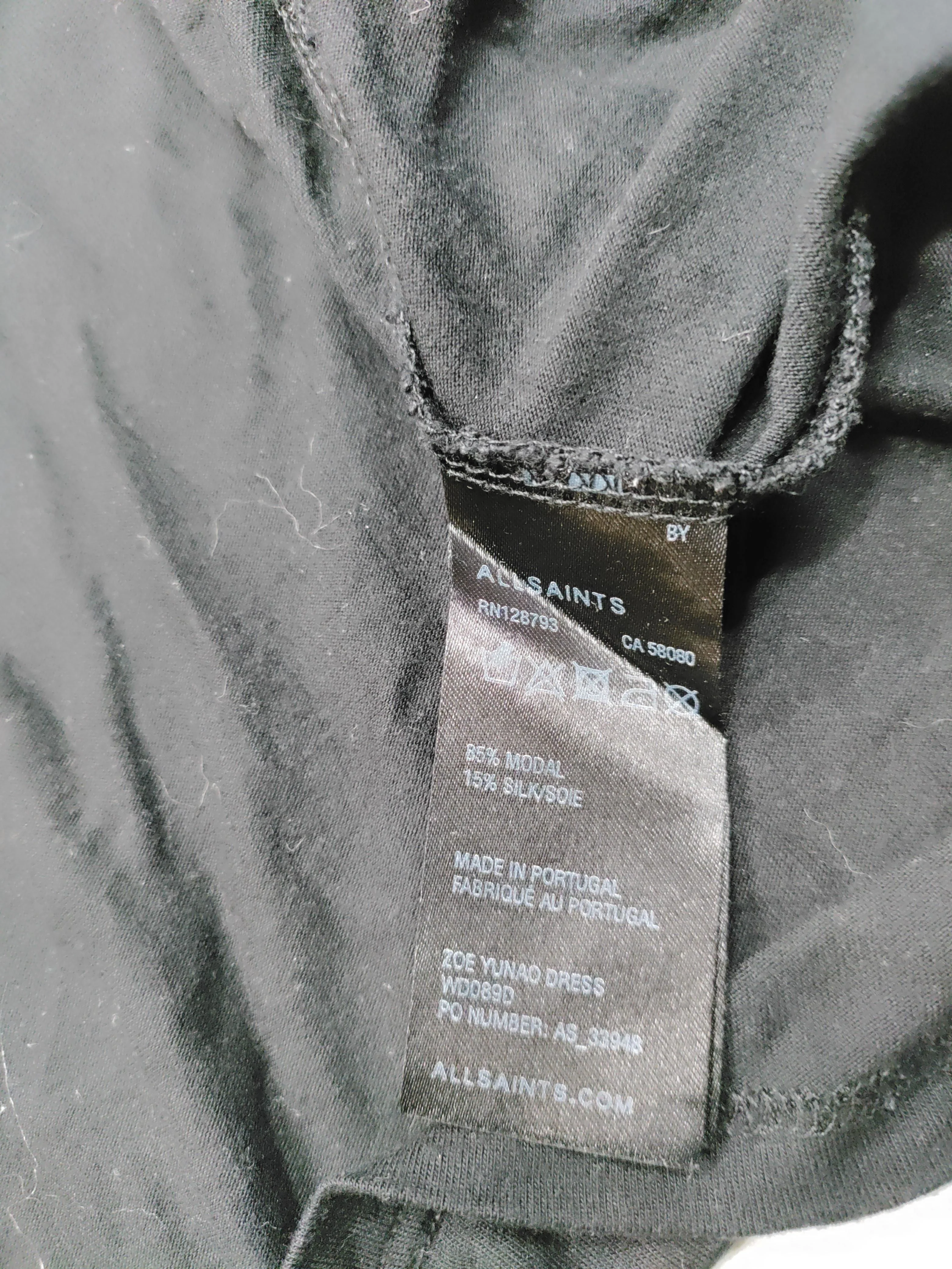 AllSaints T-Shirt Midi Dress UK12 in Black - Image 6