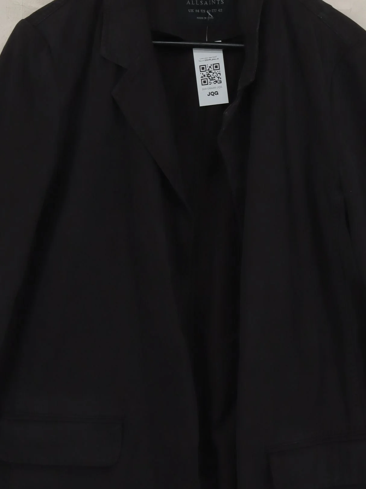 AllSaints Women's Blazer UK 14 Black 100% Cotton Overcoat - Image 3