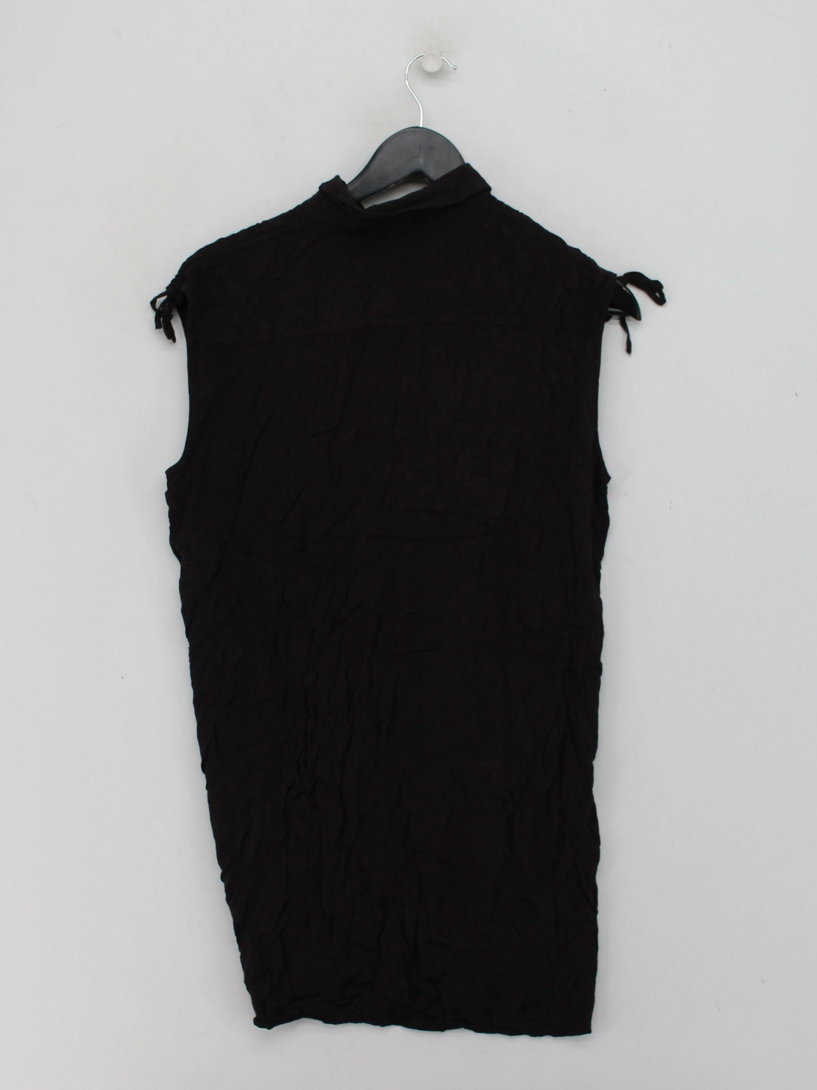 AllSaints Women's Blouse UK 10 Black 100% Viscose Sleeveless Collared Basic - Image 2