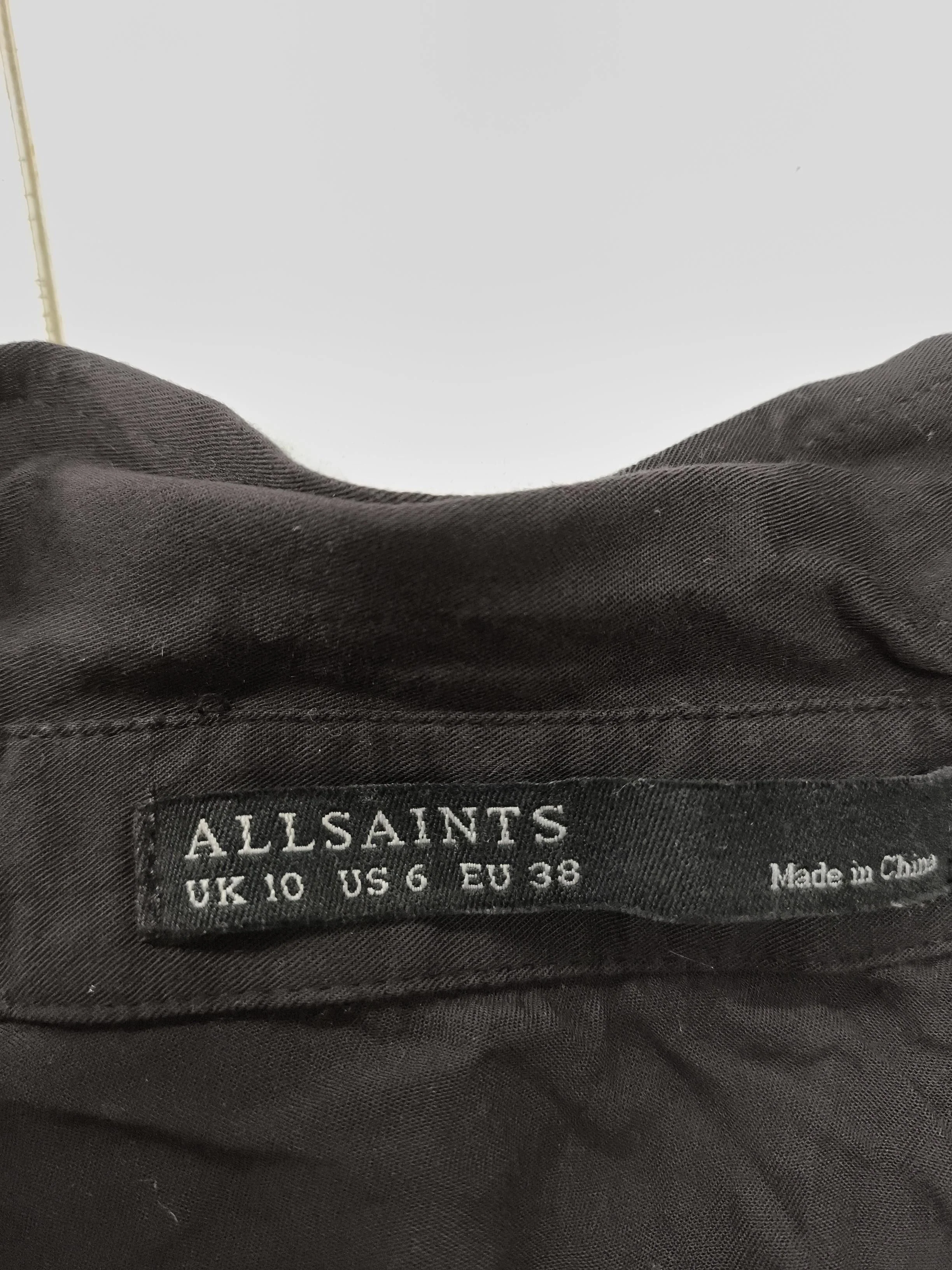 AllSaints Women's Blouse UK 10 Black 100% Viscose Sleeveless Collared Basic - Image 5
