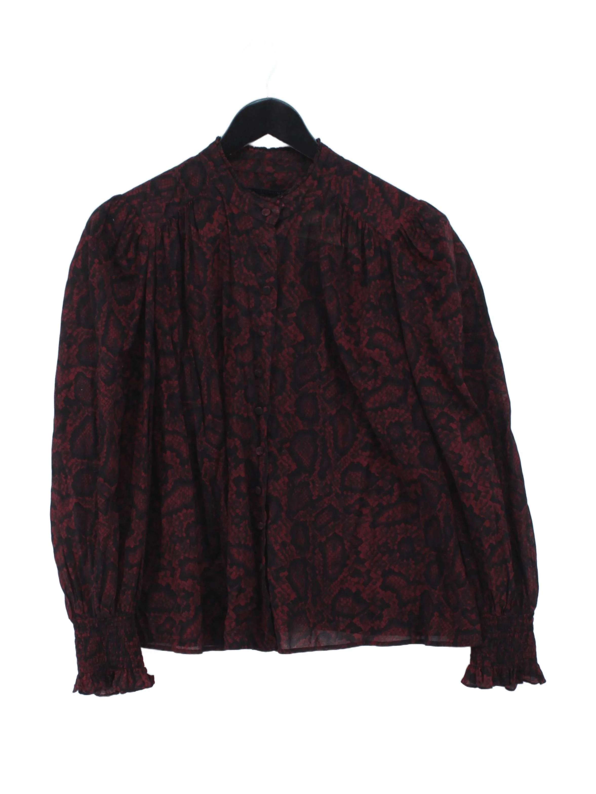 AllSaints Women's Blouse UK 10 Red 100% Cotton Basic
