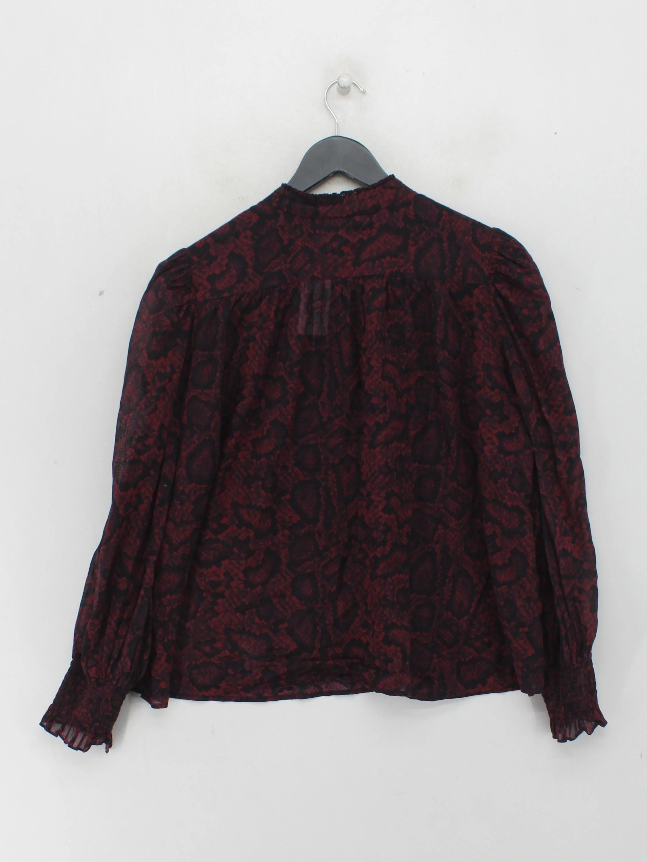 AllSaints Women's Blouse UK 10 Red 100% Cotton Basic - Image 2