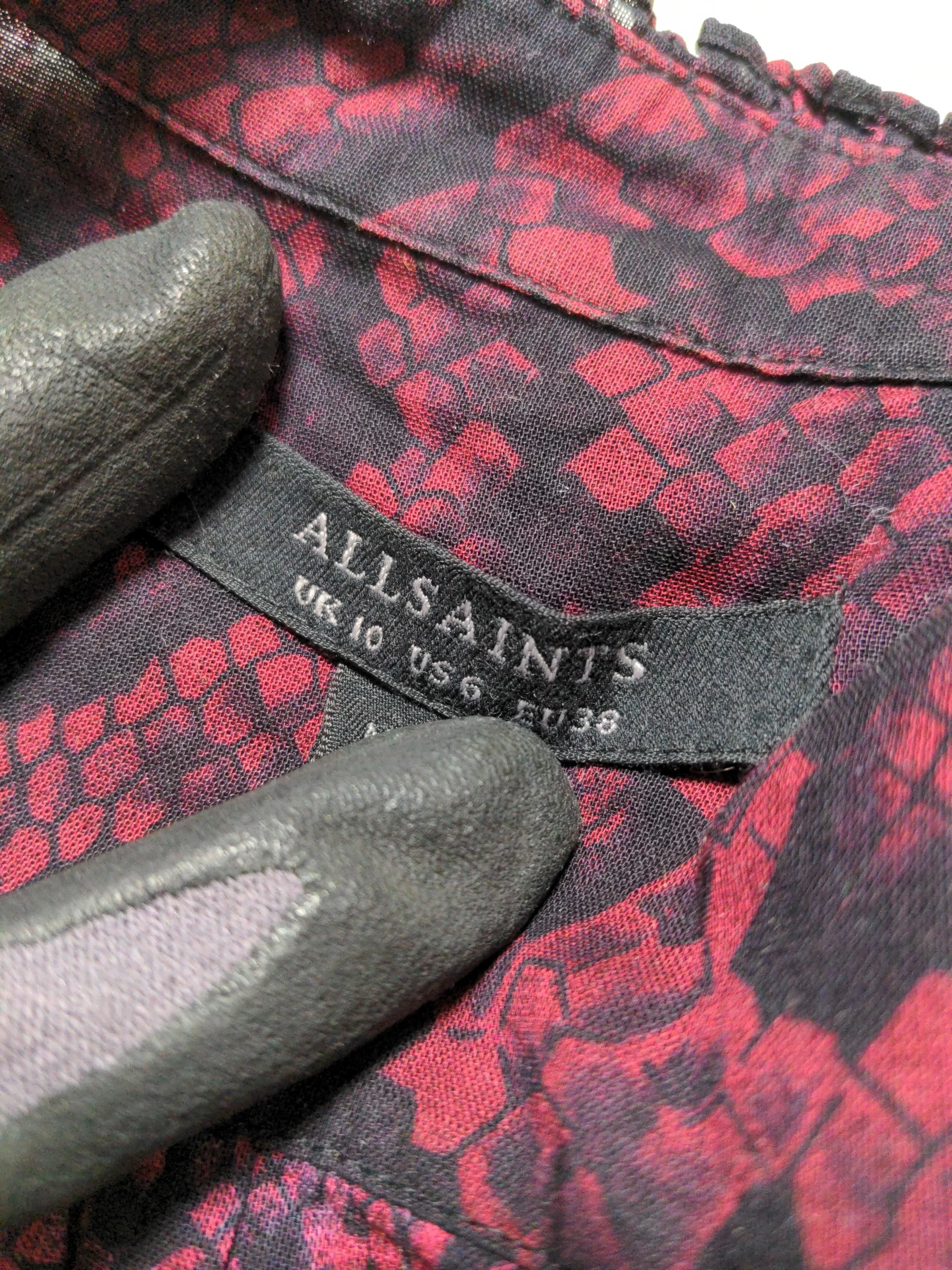 AllSaints Women's Blouse UK 10 Red 100% Cotton Basic - Image 6
