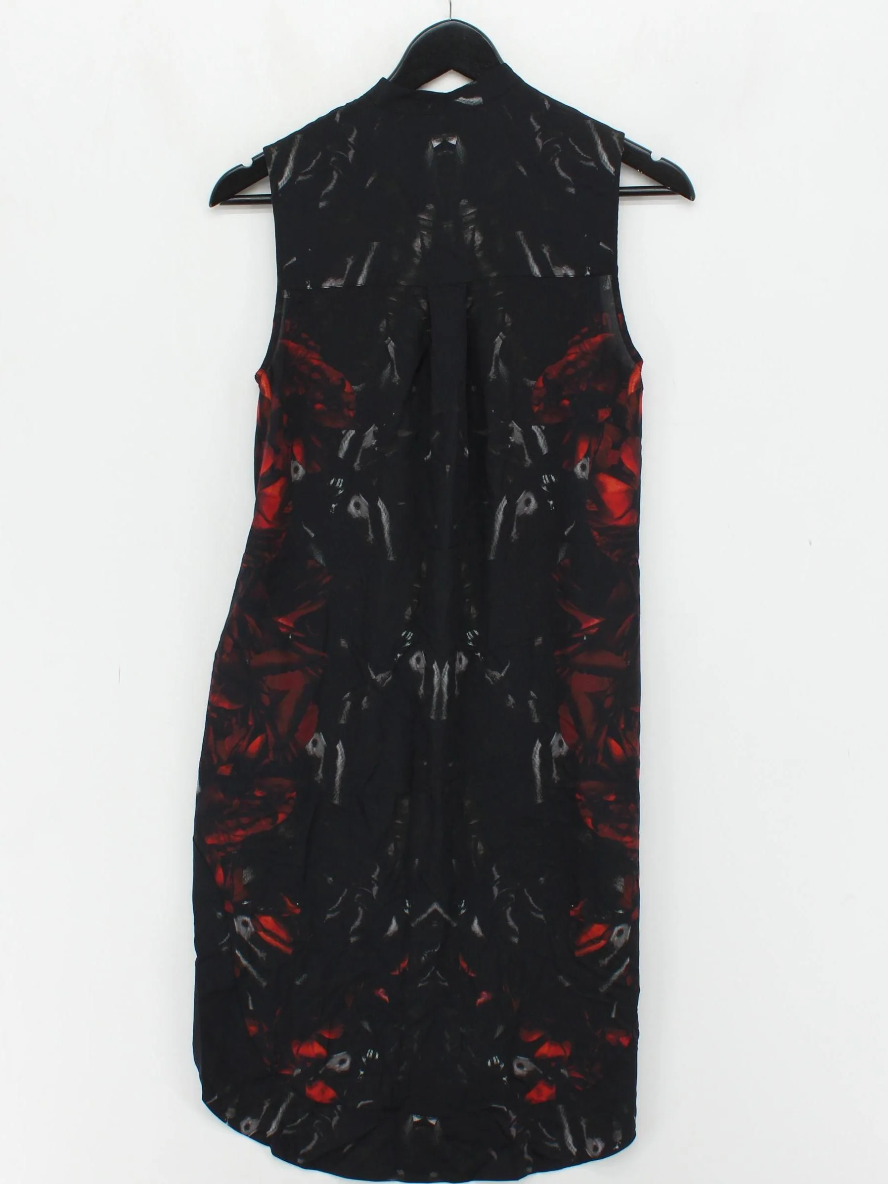 AllSaints Women's Blouse UK 4 Black Graphic 100% Other Sleeveless Collared Basic - Image 2