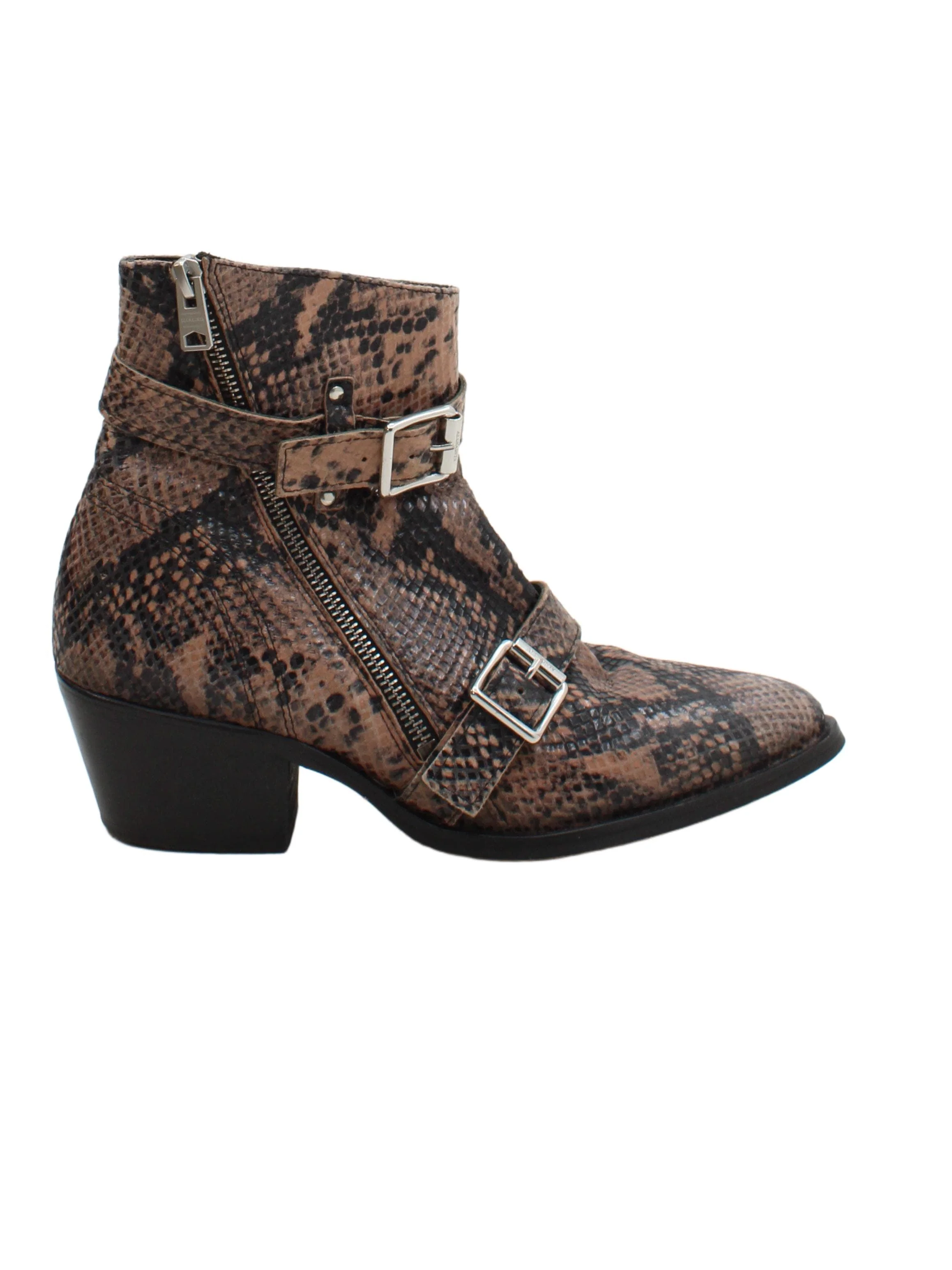 AllSaints Women's Boots UK 5 Brown Animal Print 100% Leather Cowboy