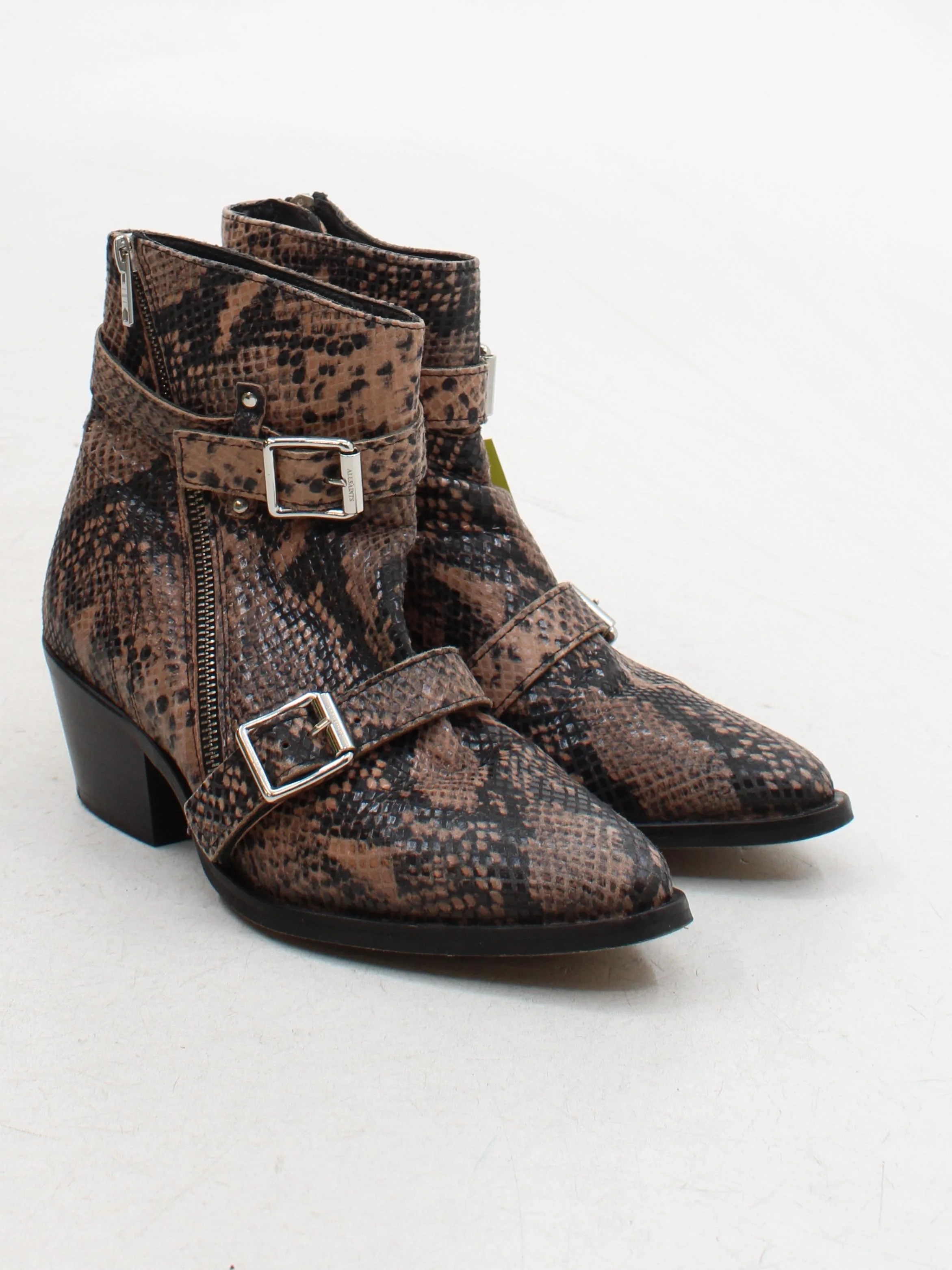 AllSaints Women's Boots UK 5 Brown Animal Print 100% Leather Cowboy - Image 4