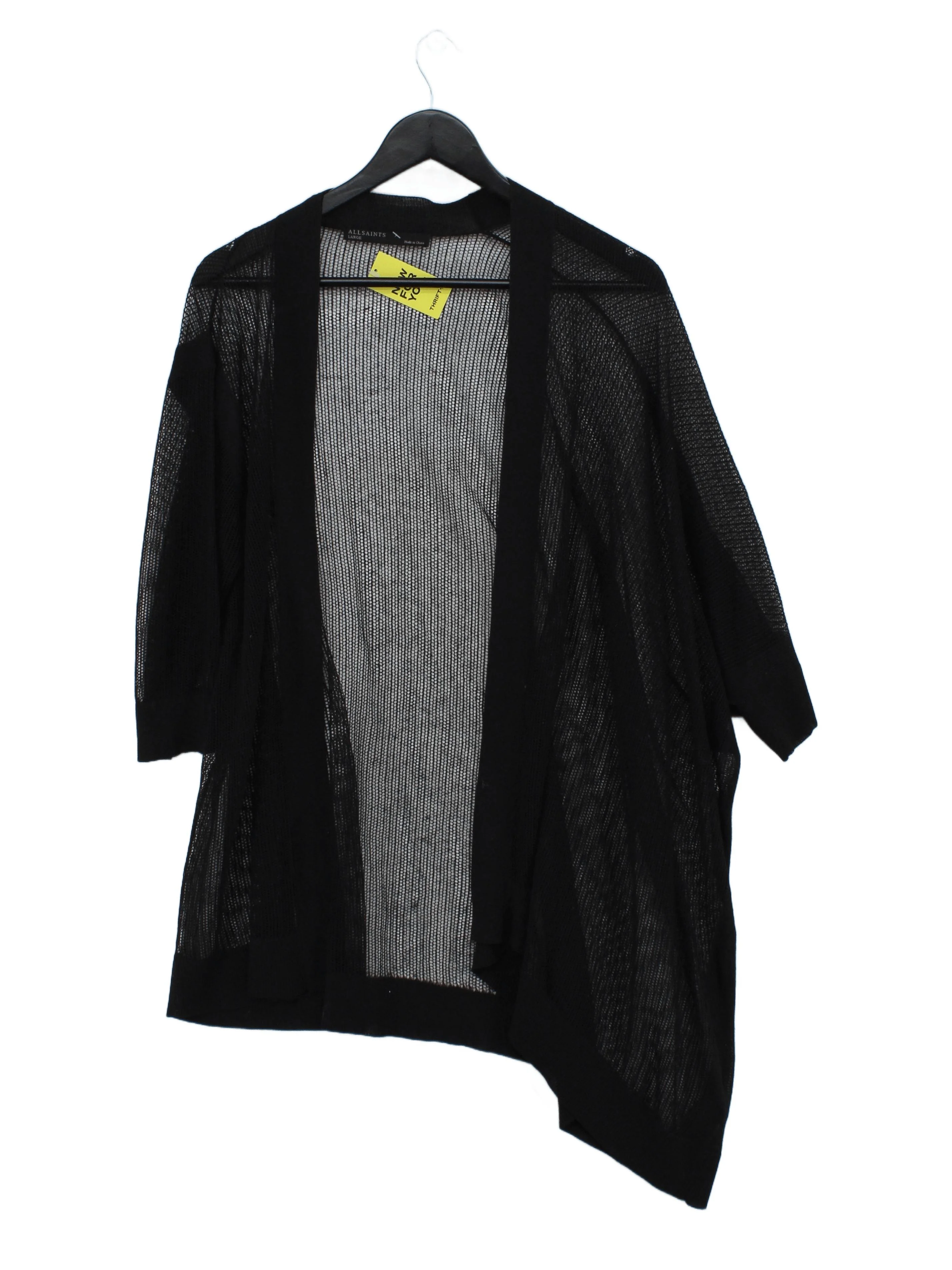 AllSaints Women's Cardigan L Black Viscose with Polyester V-Neck Cardigan