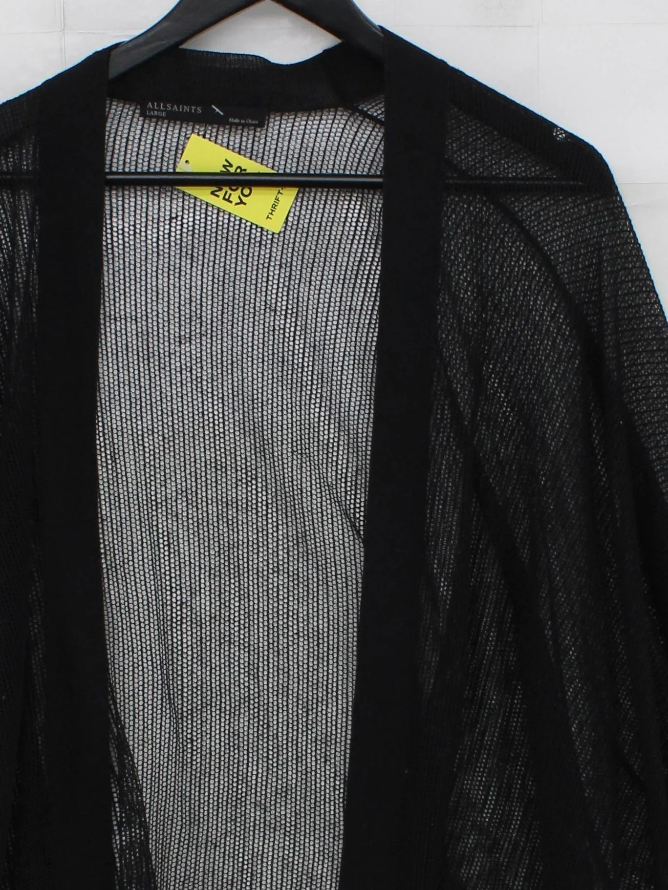 AllSaints Women's Cardigan L Black Viscose with Polyester V-Neck Cardigan - Image 3