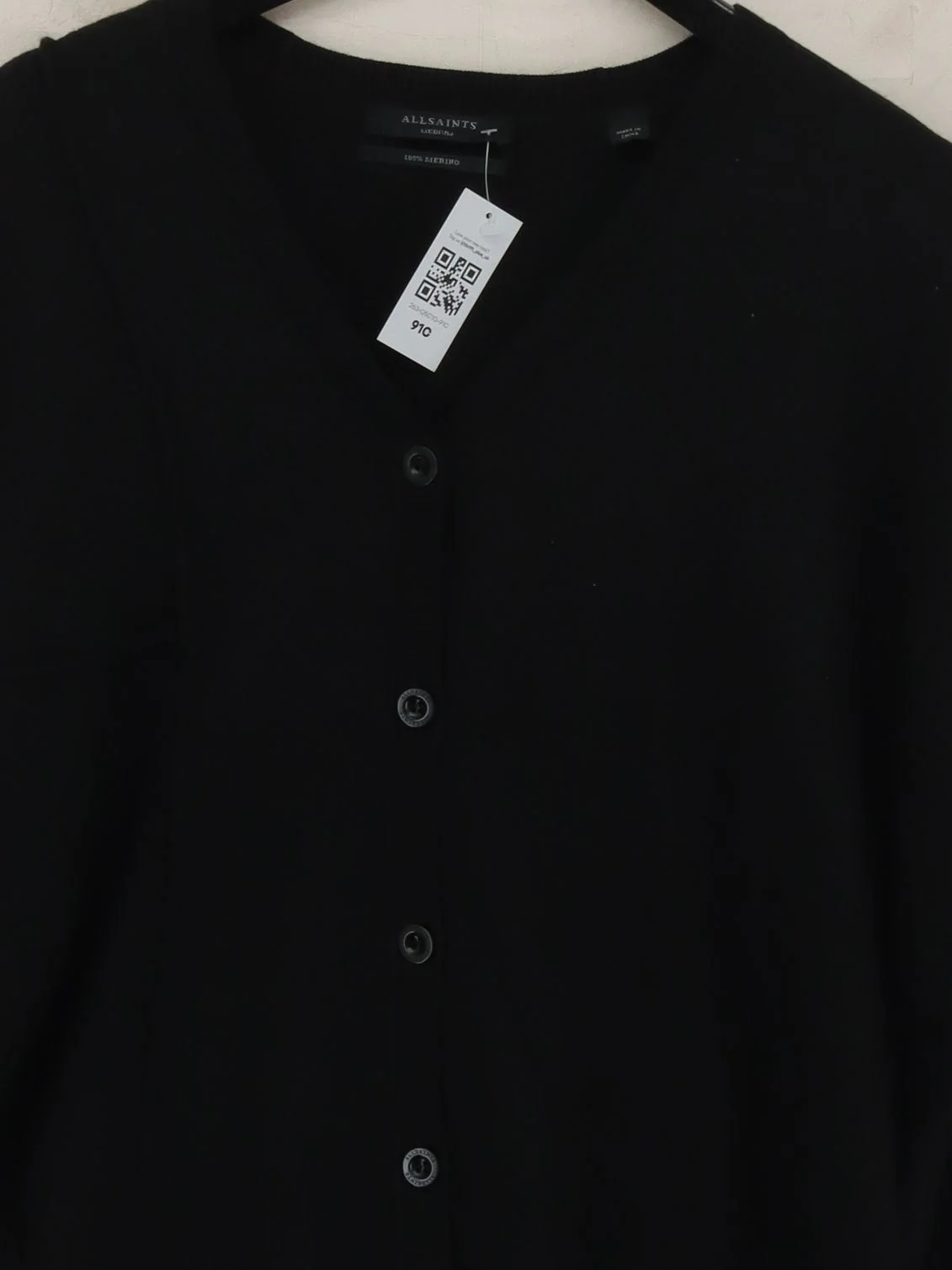 AllSaints Women's Cardigan M Black 100% Wool Round Neck Cardigan - Image 3