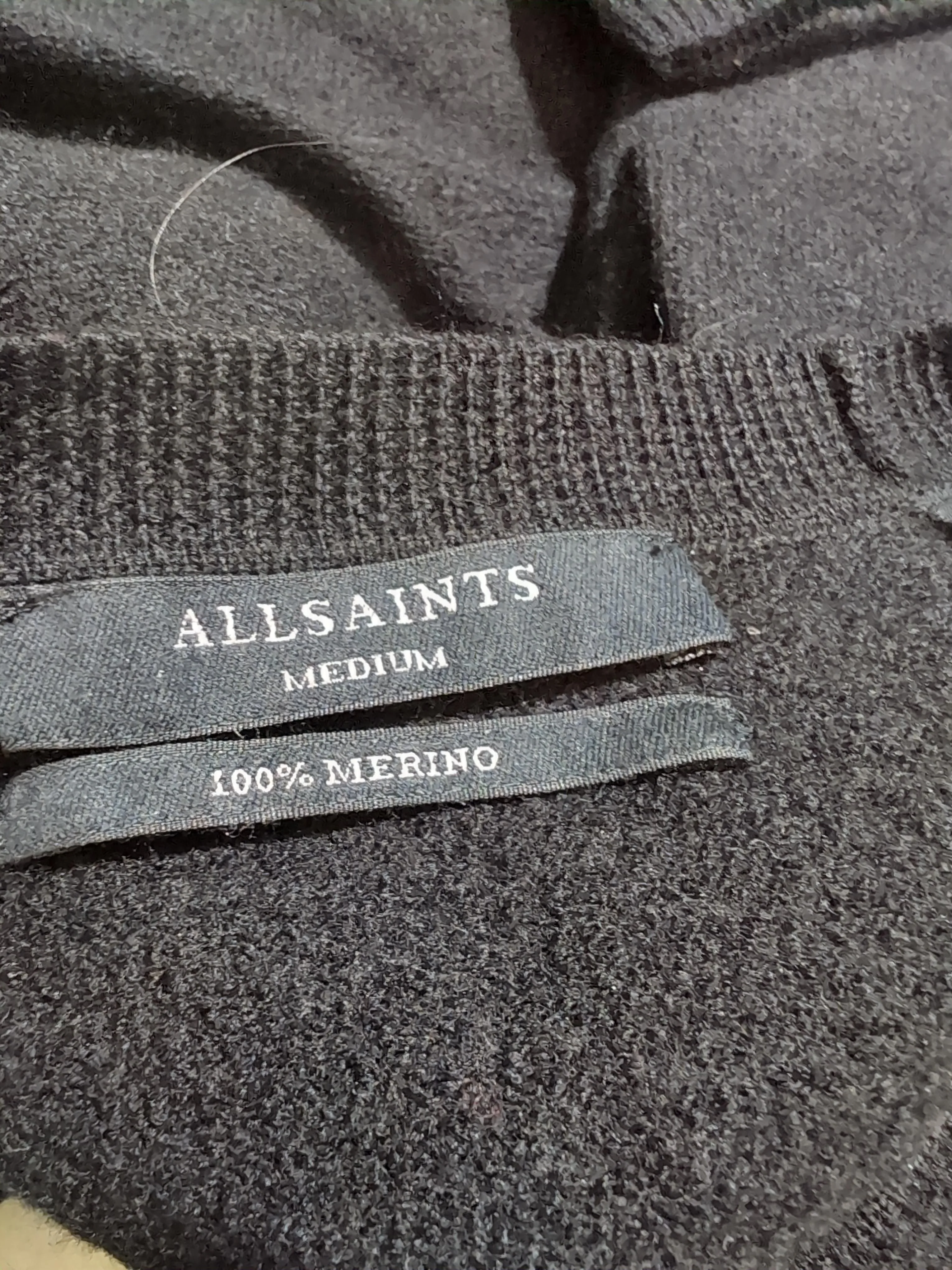 AllSaints Women's Cardigan M Black 100% Wool Round Neck Cardigan - Image 5