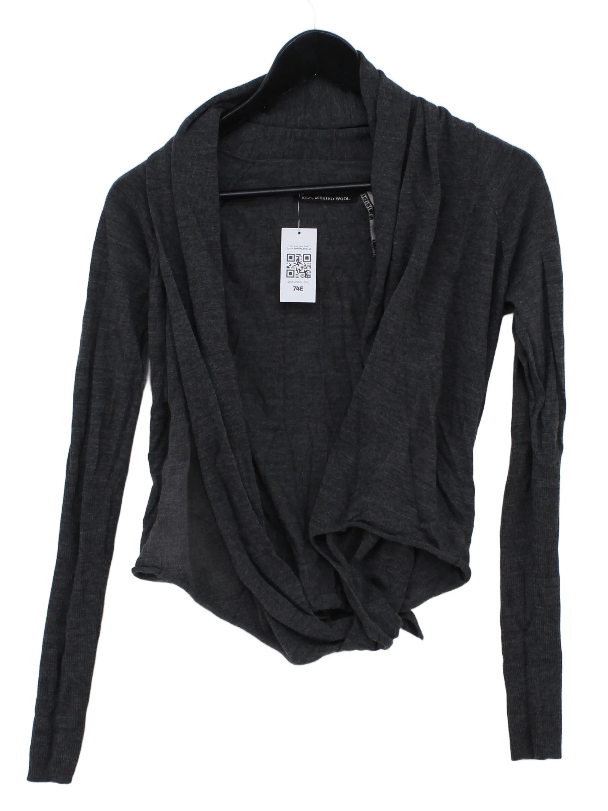 AllSaints Women's Cardigan S Grey 100% Wool V-Neck Cardigan