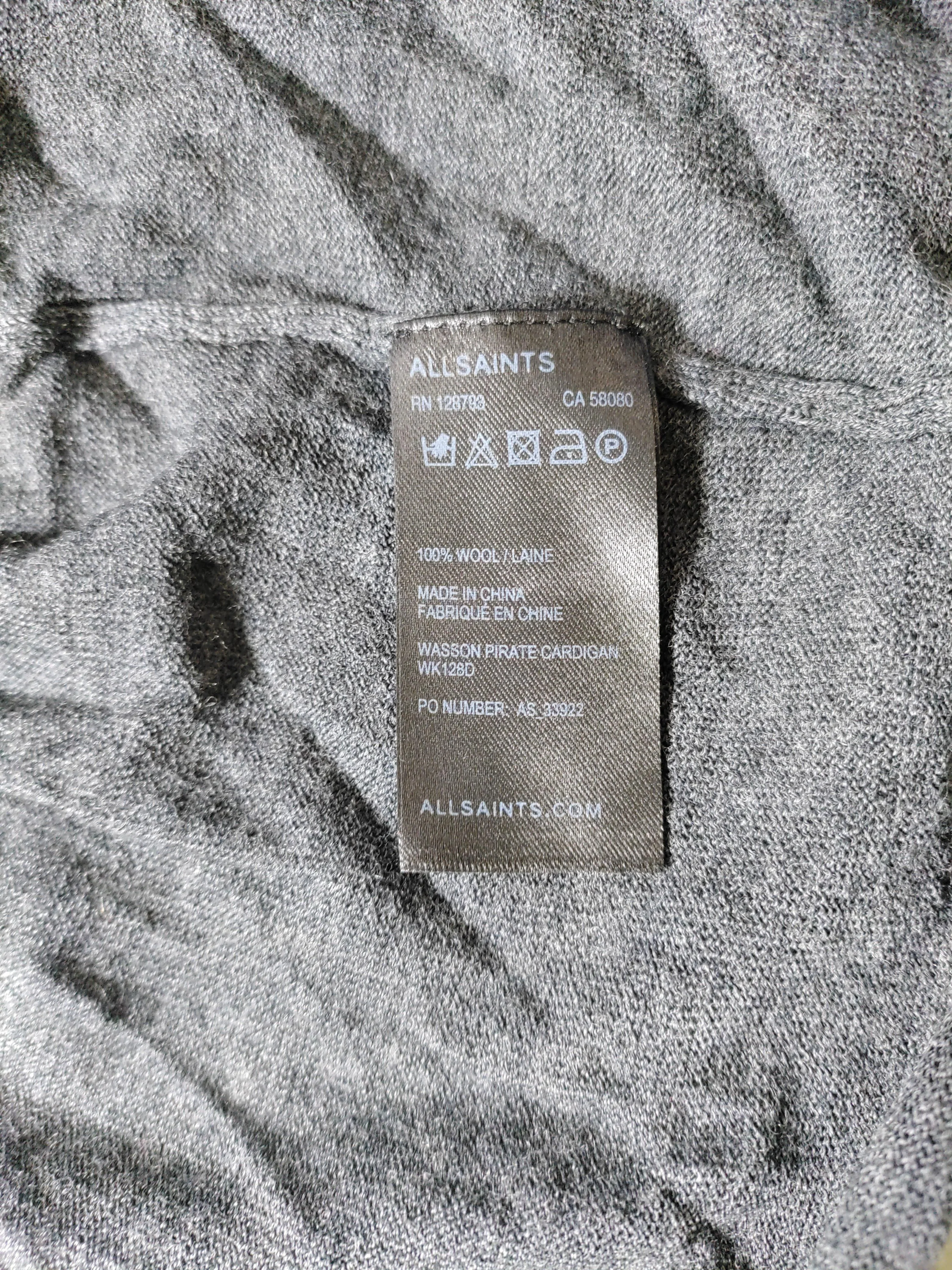 AllSaints Women's Cardigan S Grey 100% Wool V-Neck Cardigan - Image 6