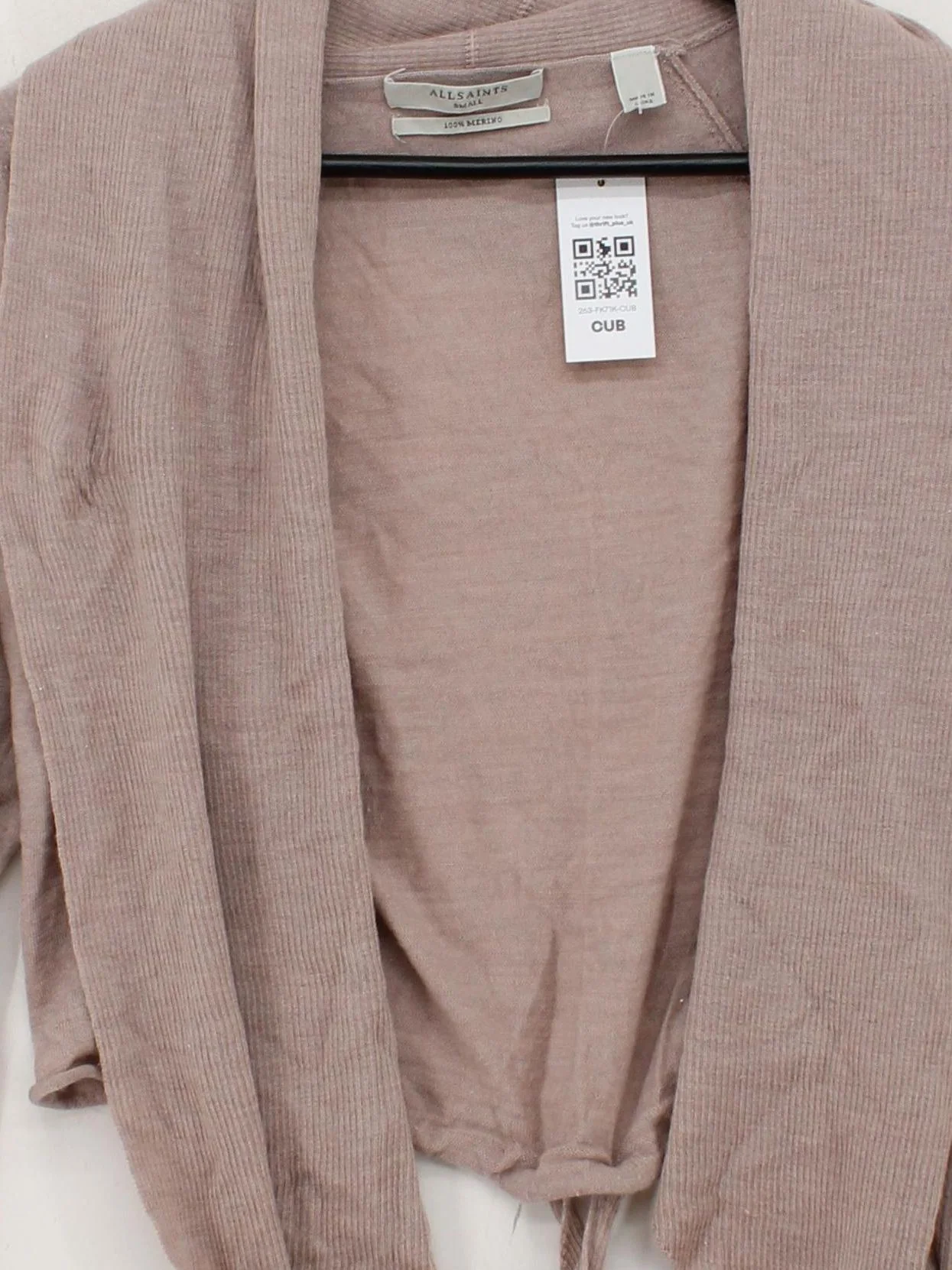 AllSaints Women's Cardigan S Tan 100% Wool V-Neck Cardigan - Image 3