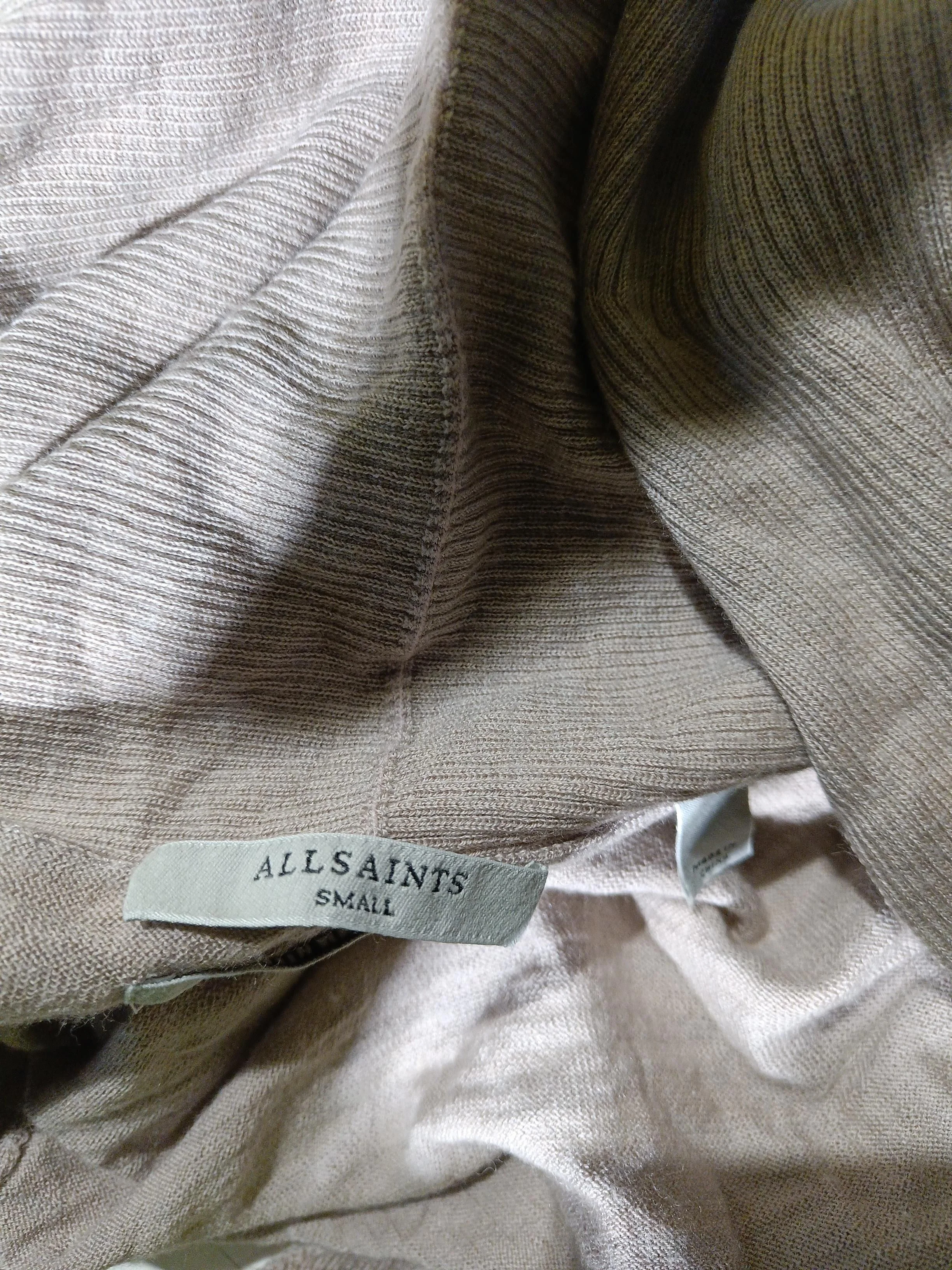 AllSaints Women's Cardigan S Tan 100% Wool V-Neck Cardigan - Image 5