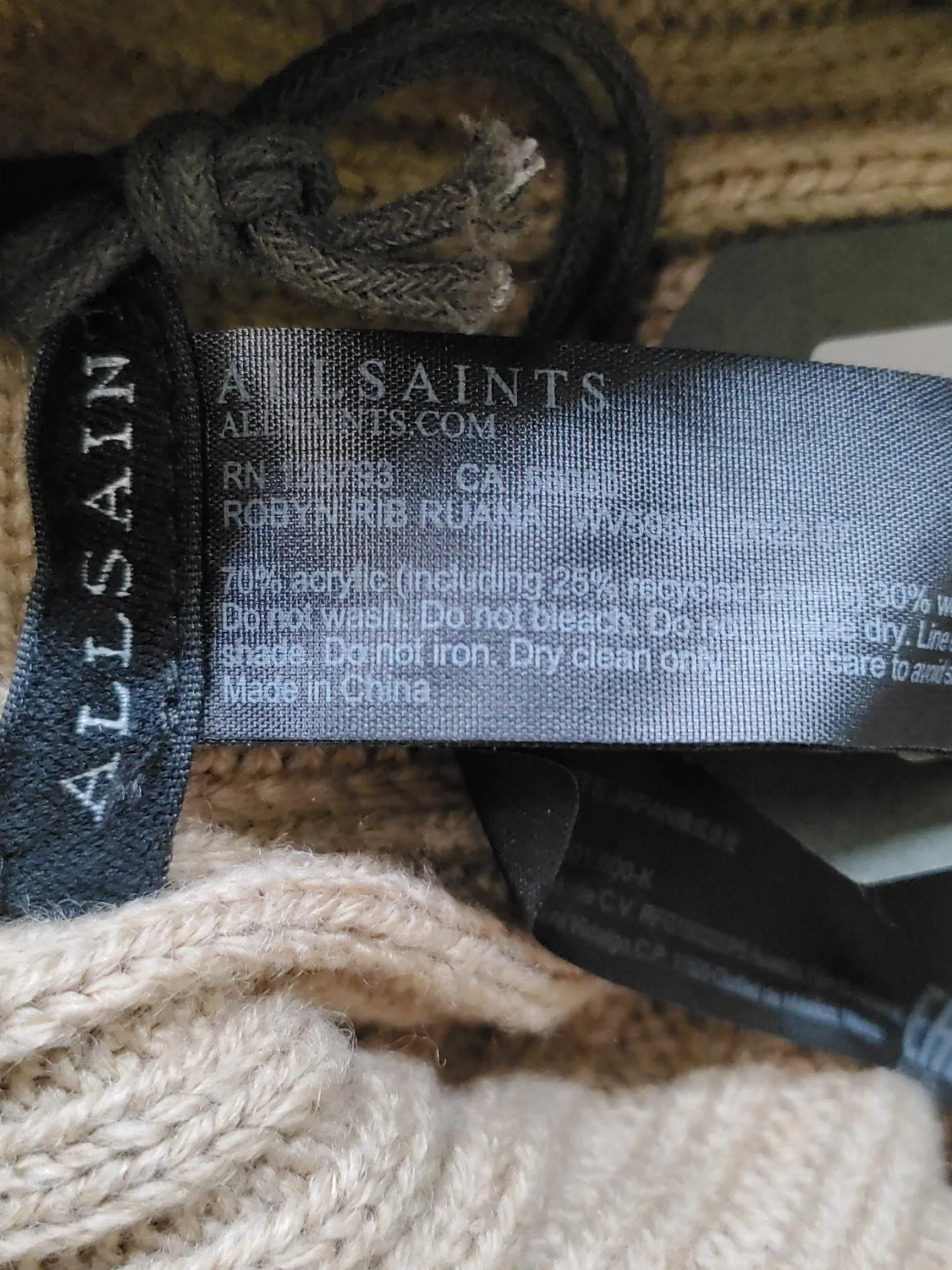 AllSaints Women's Cardigan Tan Acrylic with Wool V-Neck Cardigan - Image 6