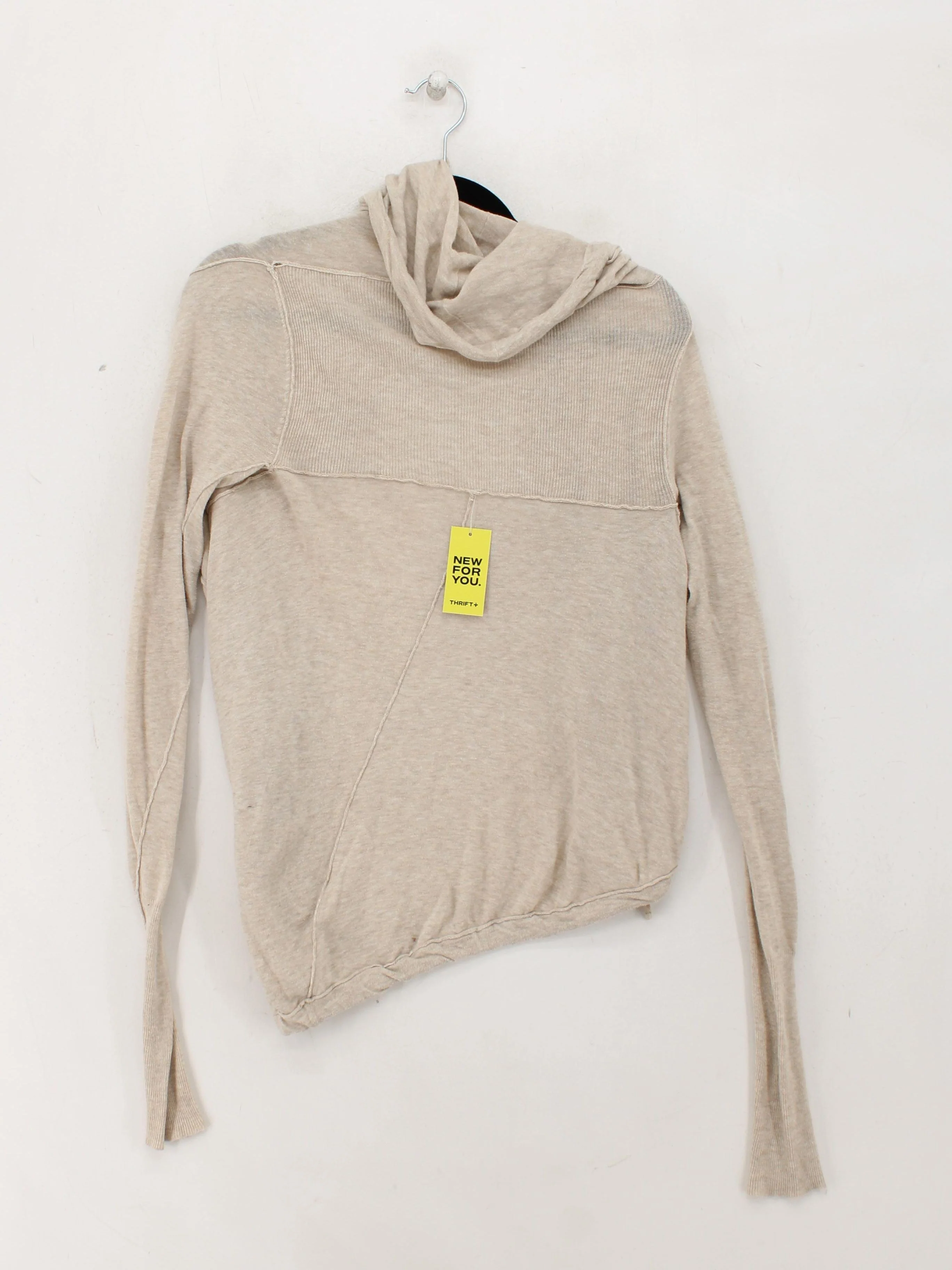 AllSaints Women's Cardigan UK 10 Cream 100% Cotton Roll Neck Cardigan - Image 2