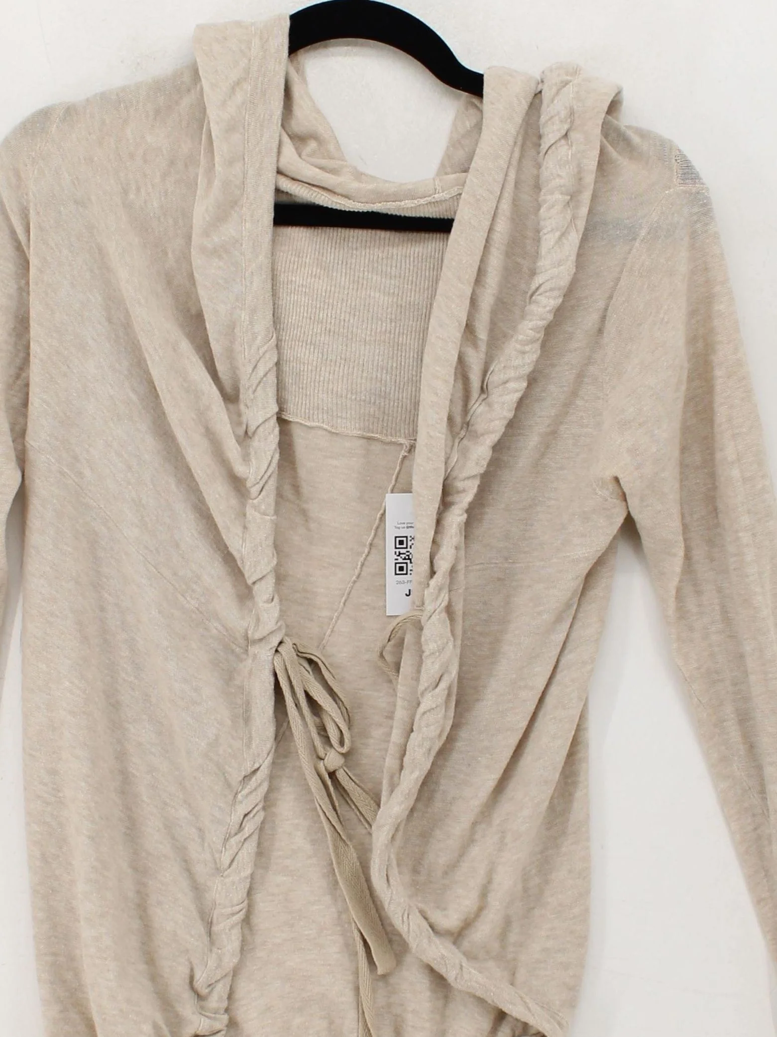 AllSaints Women's Cardigan UK 10 Cream 100% Cotton Roll Neck Cardigan - Image 3