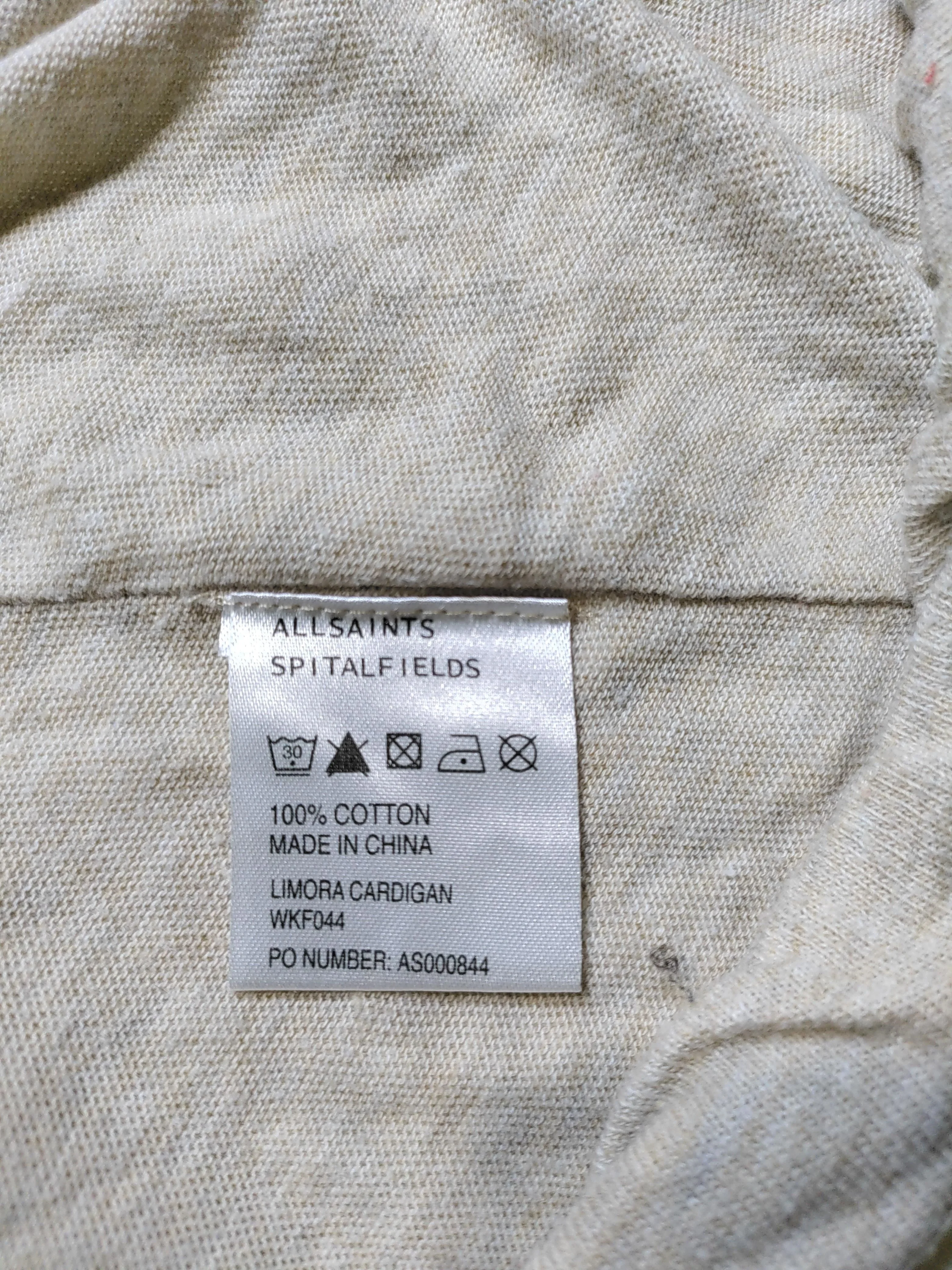 AllSaints Women's Cardigan UK 10 Cream 100% Cotton Roll Neck Cardigan - Image 6