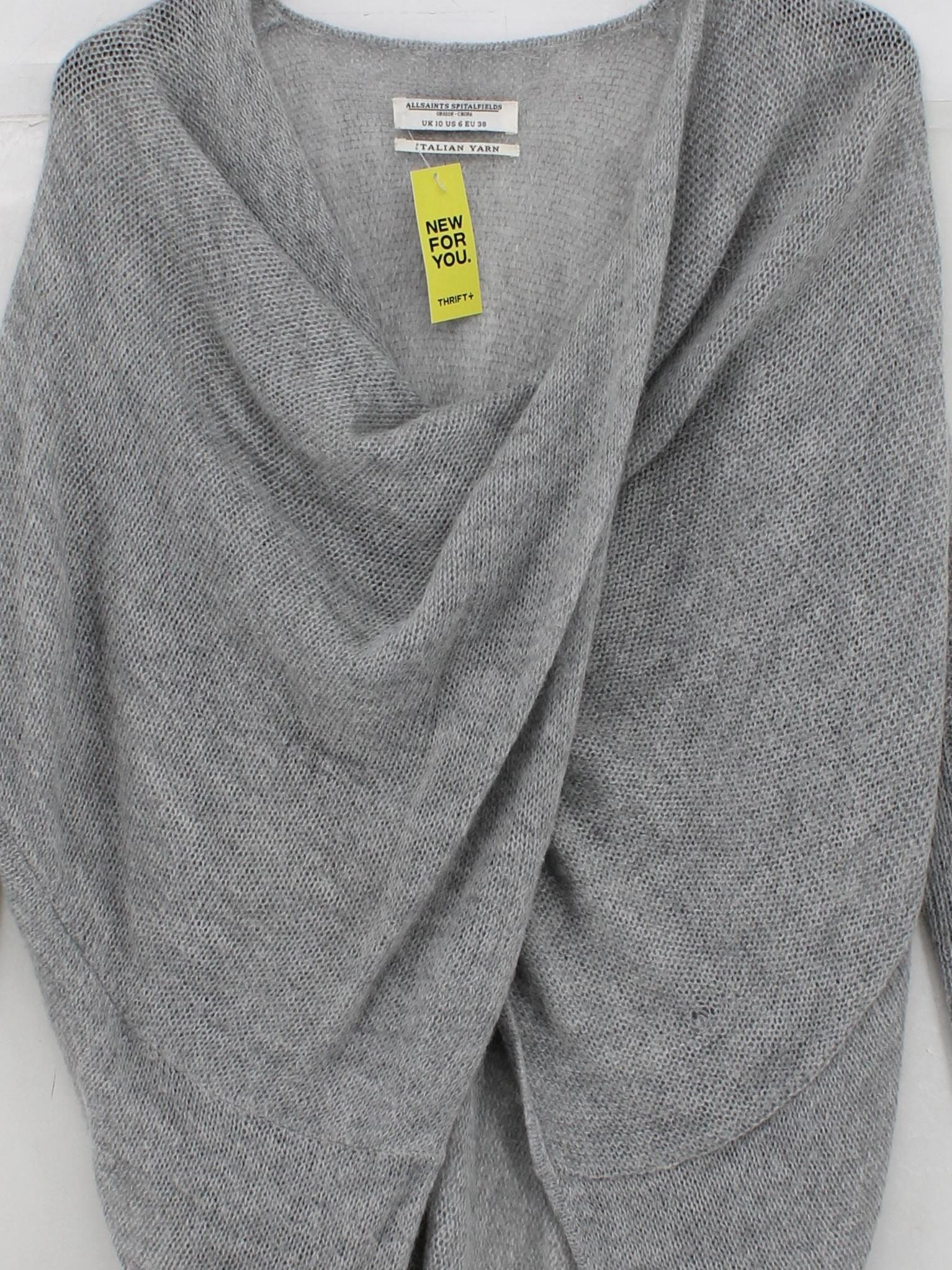AllSaints Women's Cardigan UK 10 Grey Polyester with Mohair, Other Cardigan - Image 3