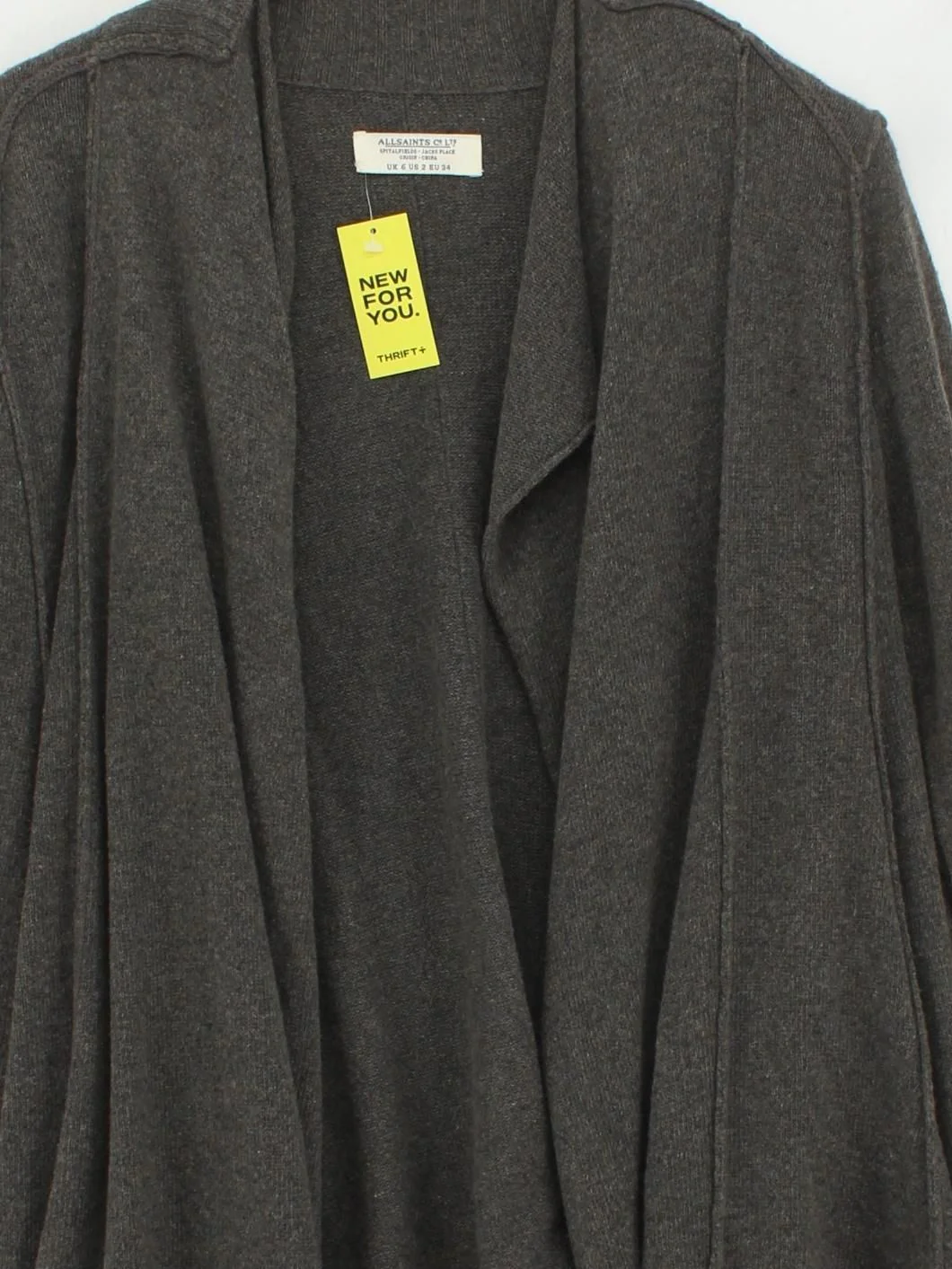 AllSaints Women's Cardigan UK 6 Grey Viscose - Image 3
