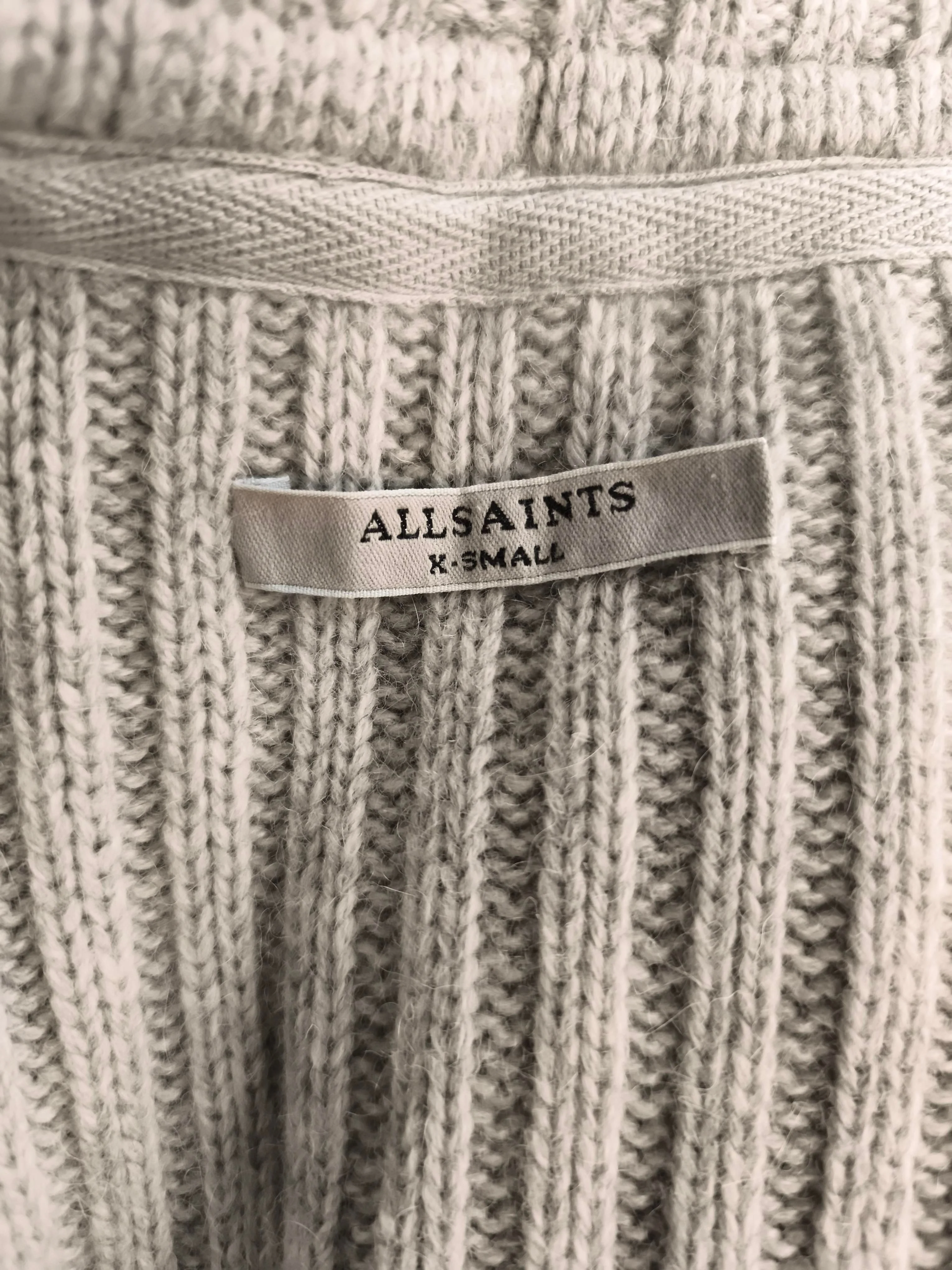 AllSaints Women's Cardigan XS Grey Wool with Nylon, Other Roll Neck Cardigan - Image 5